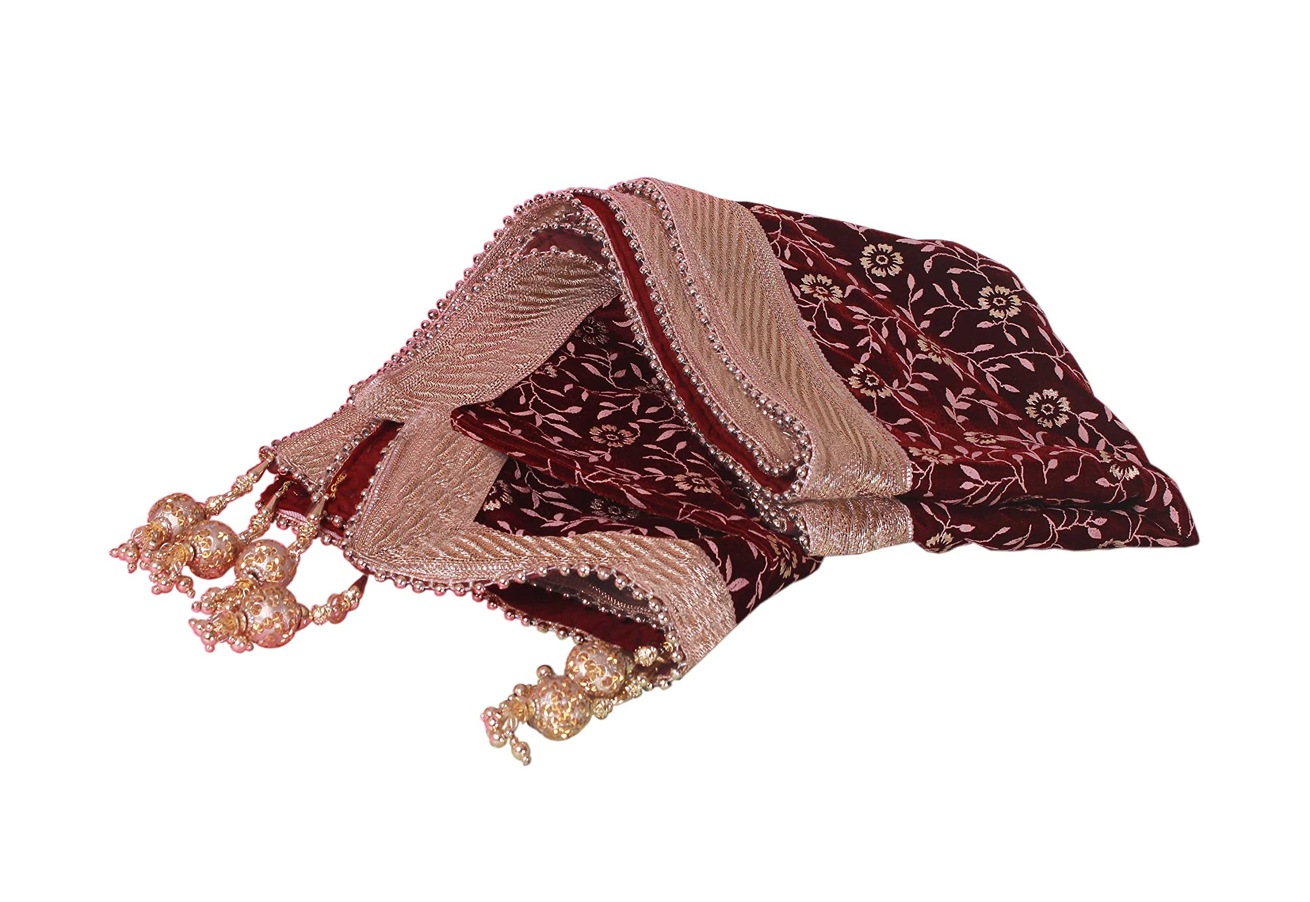 krypmax Flower Bail Printed Velvet Sherwani Shawl for Men Wedding (Maroon, Free Size)-picture-46