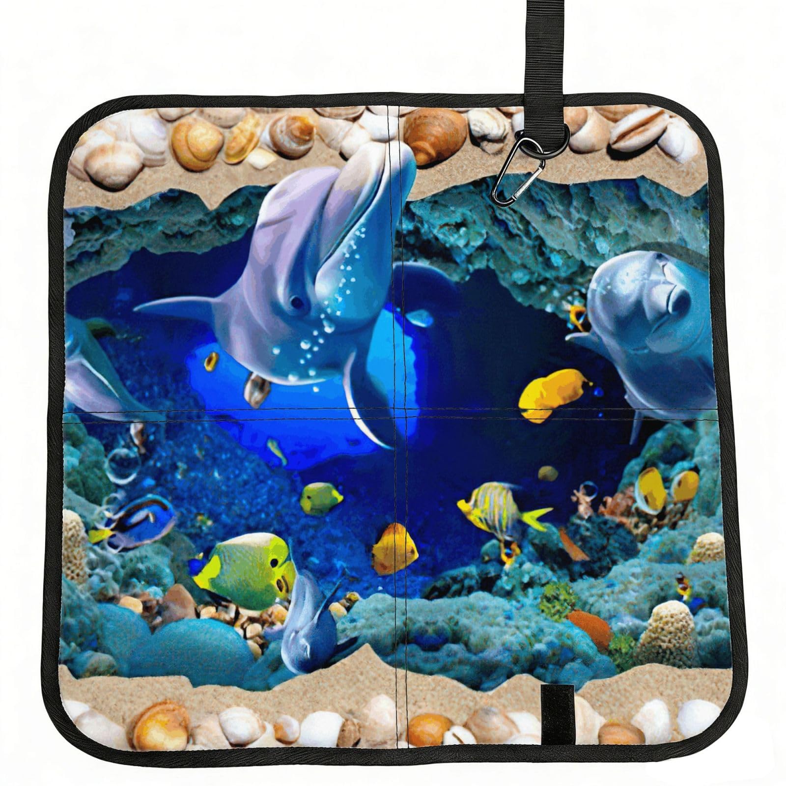 bghdfa Underwater World Blue Marine Life Print Outdoor Sitting Mat Waterproof Oxford Cloth Seat Cushion Folding Foam Camping Seat For Picnic