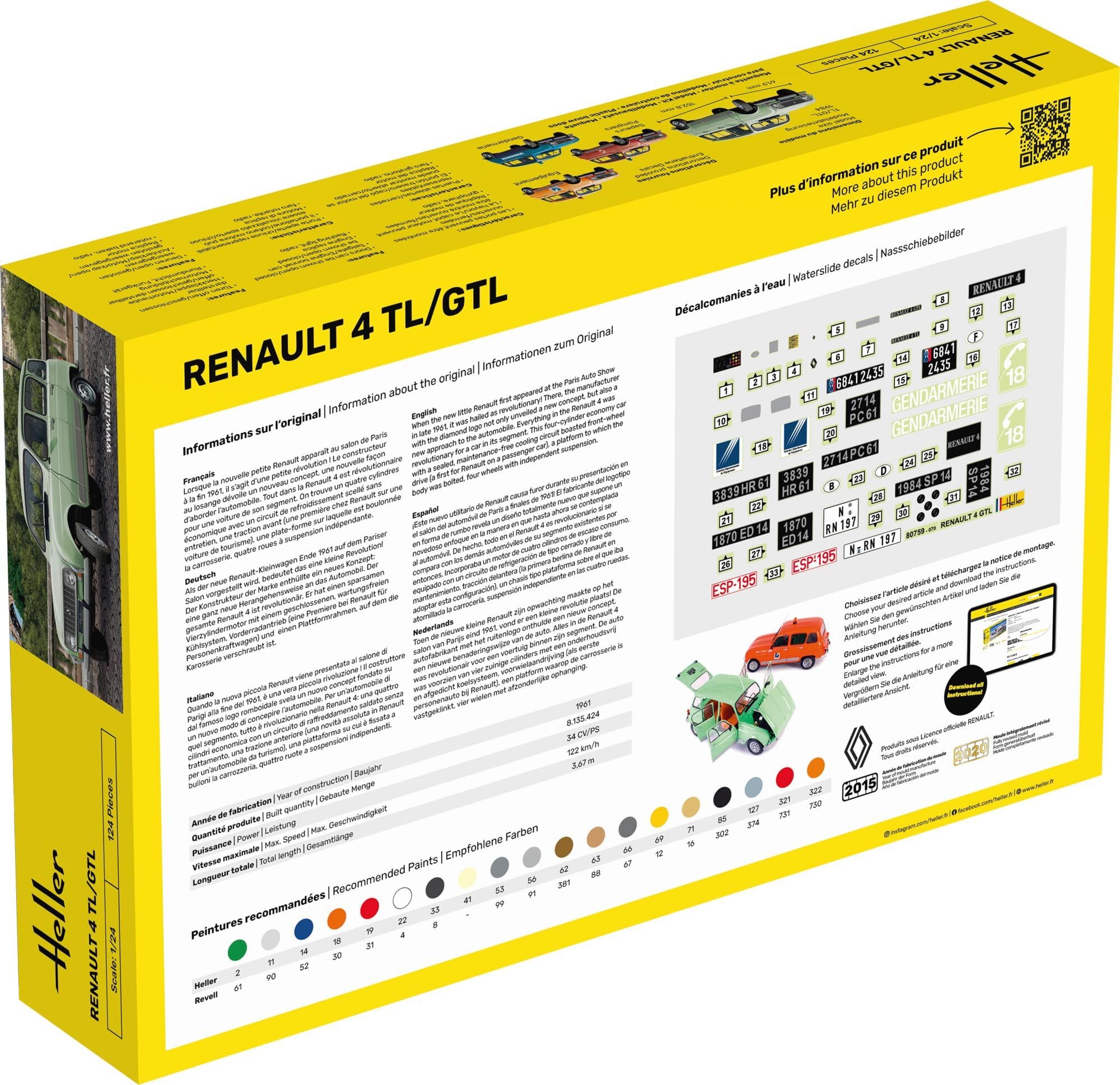 Heller - 80759 - muestra - Coches - Renault 4l - Escala 1/24 - Clásico