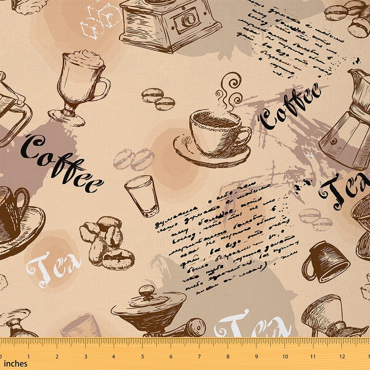 Amazon.com: Feelyou Coffee Theme Fabric by The Yard, Vintage