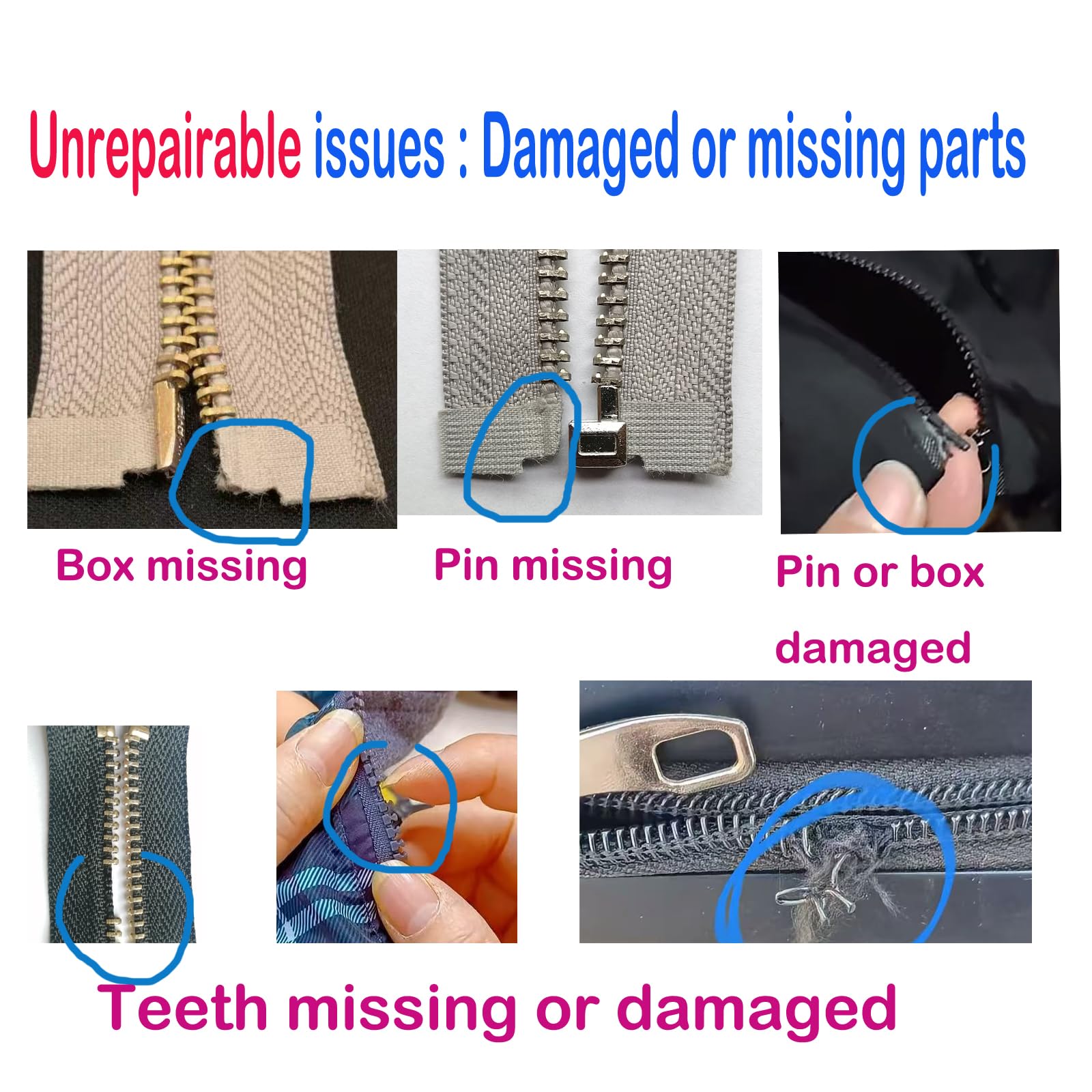 cpqakb Zipper Repair Kit （57 Pcs）#5 Zipper Replacement Slider