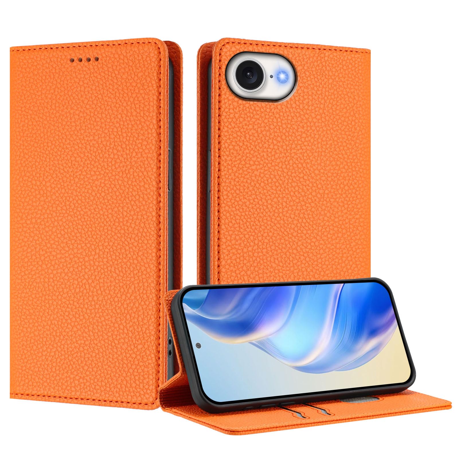 Asdsinfor Wallet Case for iPhone 16E, PU Leather Folio Magnetic RFID Blocking Kickstand Protective Flip Cover Shockproof TPU Inner Shell Compatible