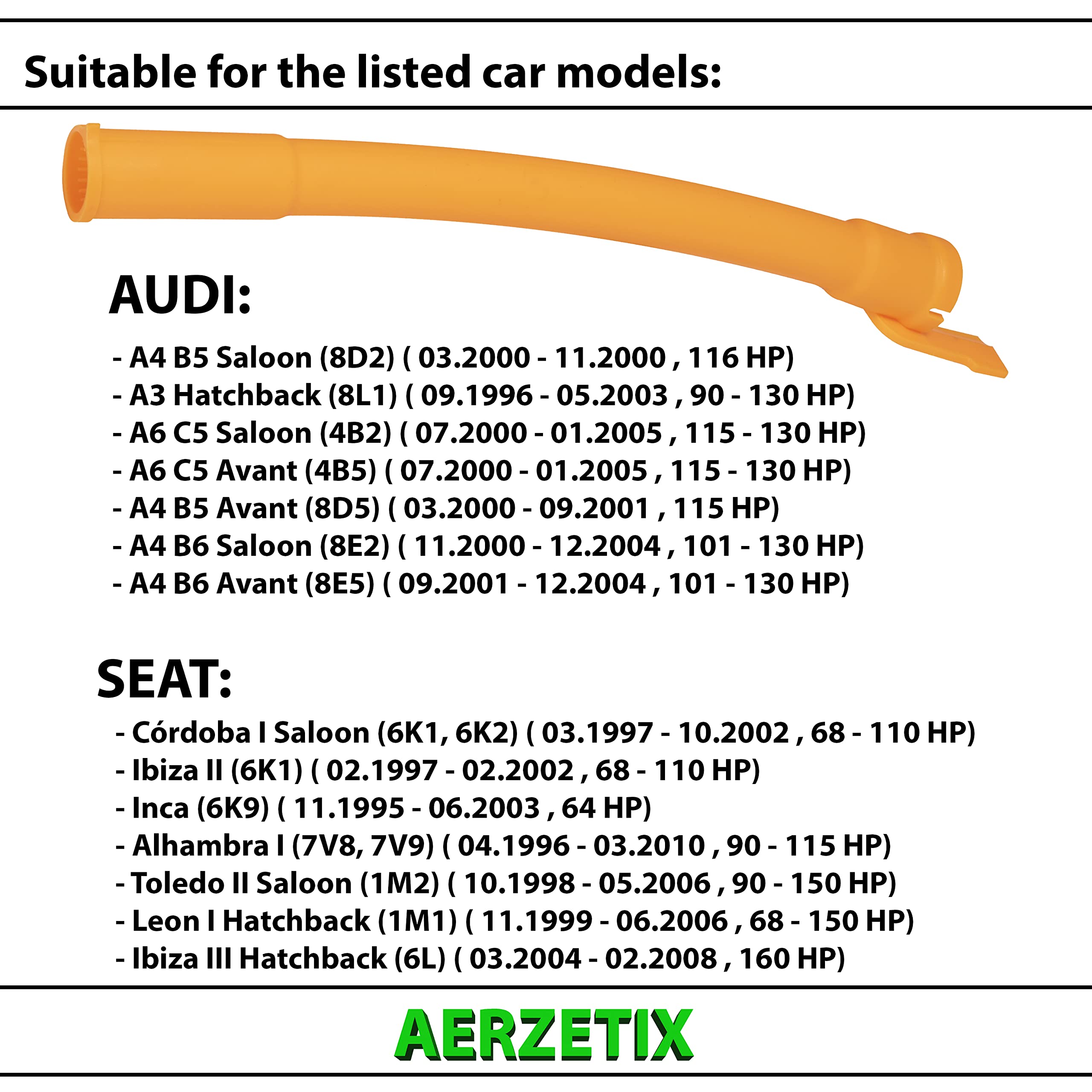AERZETIX Entonnoir / Guide Jauge De Niveau D'Huile – Plastique PBT Robuste – Référence OE 038 103 663