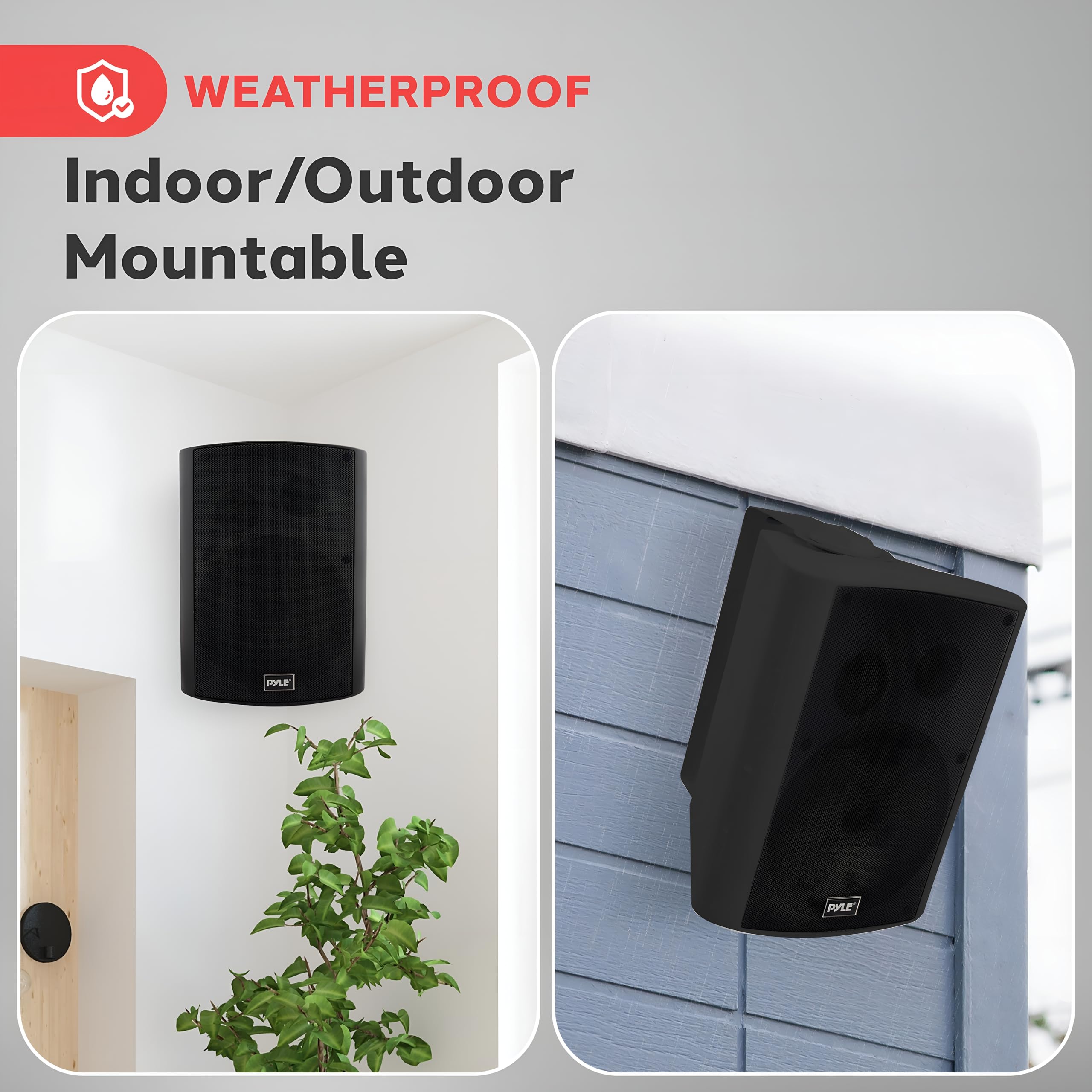 Pyle Waterproof Bluetooth Speakers - Wall Mount Outdoor Stereo -4 Pyle Waterproof Bluetooth Speakers - Wall Mount Outdoor Stereo -4