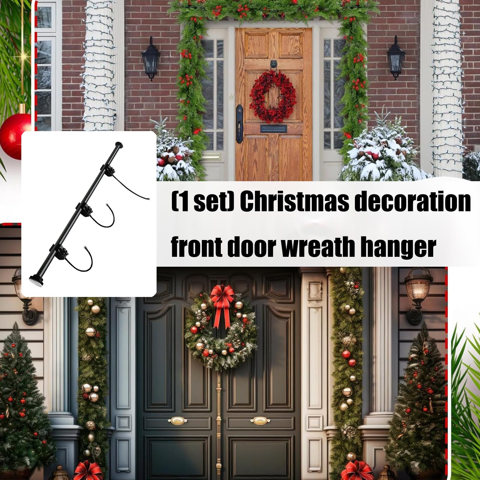 Gancho para de Navidad extraíble para Puerta, fácil instalación, Colgador de Marco de Hierro Resistente, decoración de Temporada, Colgador de para Puerta