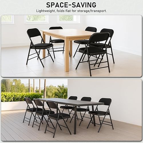 Miniatura 7 de SEALAMB Paquete de 10 sillas plegables de tela con asientos acolchados y cojín, sillas plegables de metal para bodas, sillas comerciales para