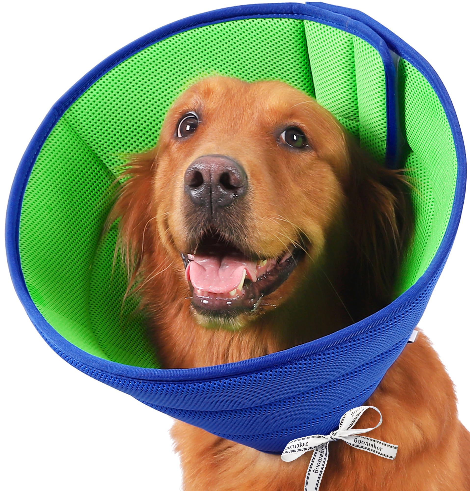 Boomaker Extra Soft Dog Cone Alternative After Surgery, Breathable Dog Cones for Large Medium Small Dogs, Lightweight Dog Recovery Collar for Pet, Adjustable E-Collars for Dog, Elizabethan Collar (L)