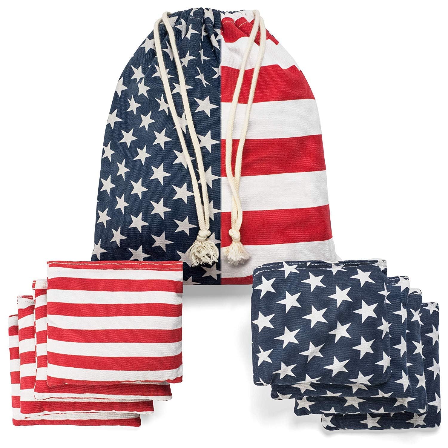 Regulation Cornhole Bean Bags: Professional American Flag Patriotic Outdoor Backyard Toss Game Set 8 Star and Stripes Family 25–44 Year Old