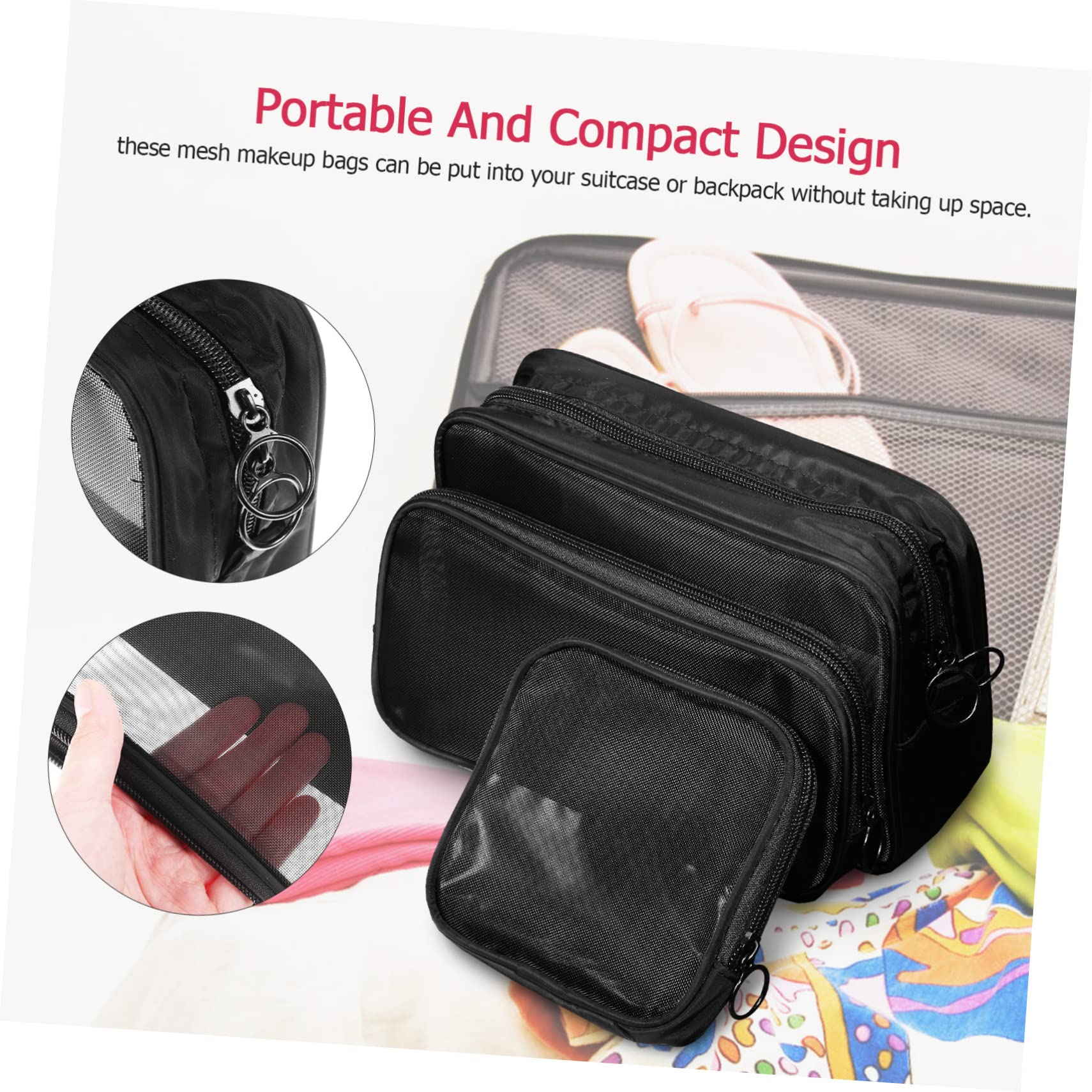 6pezzi Borse Cosmetiche Rete Con Zip Borse Porta Trucco Leggere Per Viaggi e Uso Quotidiano Per Accessori Da Toilette e Organizzazione Viaggio