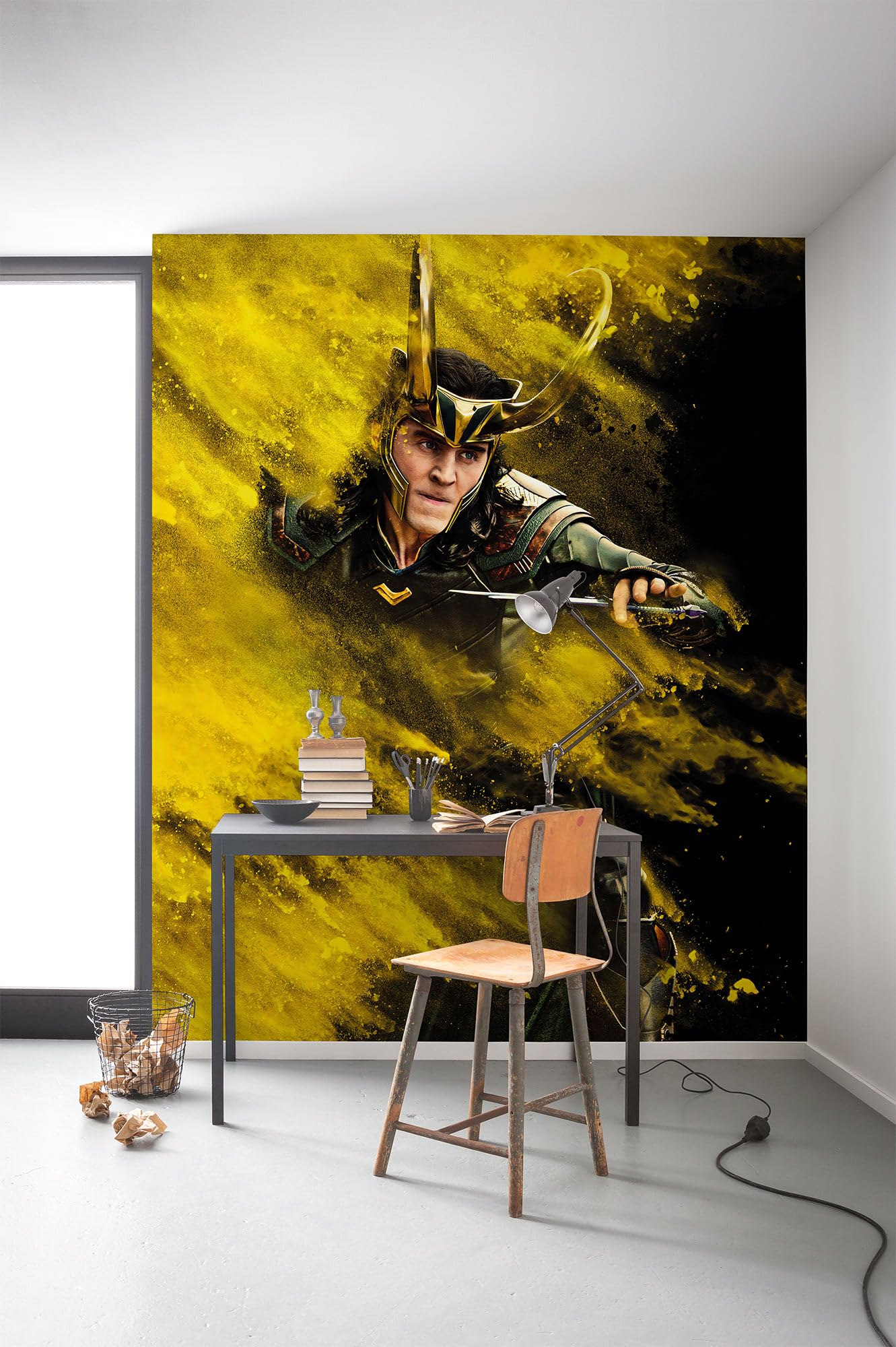 Komar Marvel Non-Woven Photo Wallpaper - Loki Yellow Dust - Size 200 x 250 cm - Children's Wallpaper, Colourful