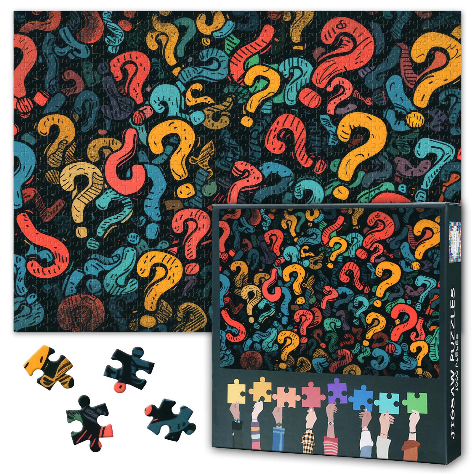 Puzzles for Adults 1000 Pieces, Colorful Question Marks Jigsaw Puzzles, Abstract Adult Puzzle for Adults, Educational Fun Games or Toys for Elders Friends 20X27 INCH