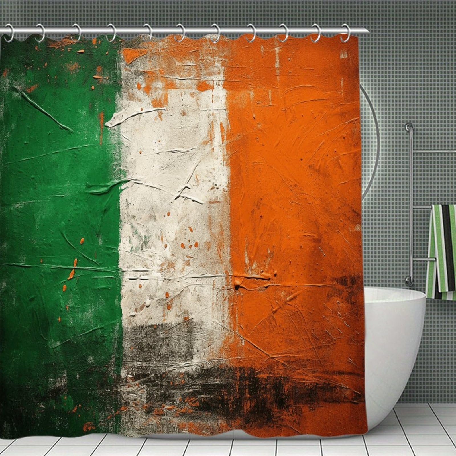 FekiLoot Hand Drawn Flag Pattern Shower Curtain Minimalist Aesthetic Bath Curtain with Hooks Simple Water Resistant Bathroom Shower Curtains Cute Blackout Privacy Curtains Cloth Curtain