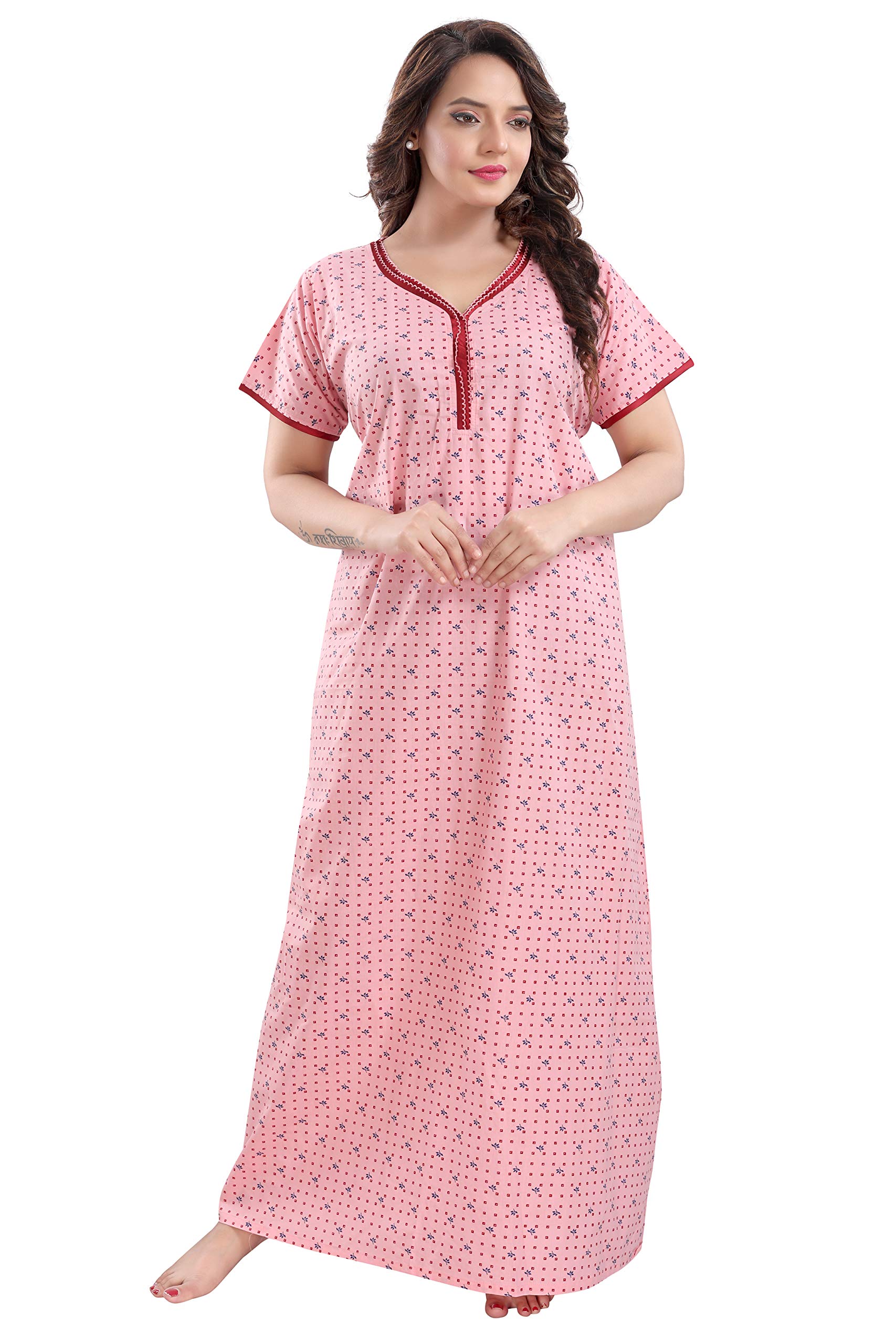 TRUNDZWomen Cotton Maxi Nighty