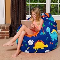 Vista 10 de Posh Creations - Puff para niños, adolescentes y adultos, incluye funda extraíble y lavable a máquina, tamaño grande de 38 pulgadas, lona con diseño