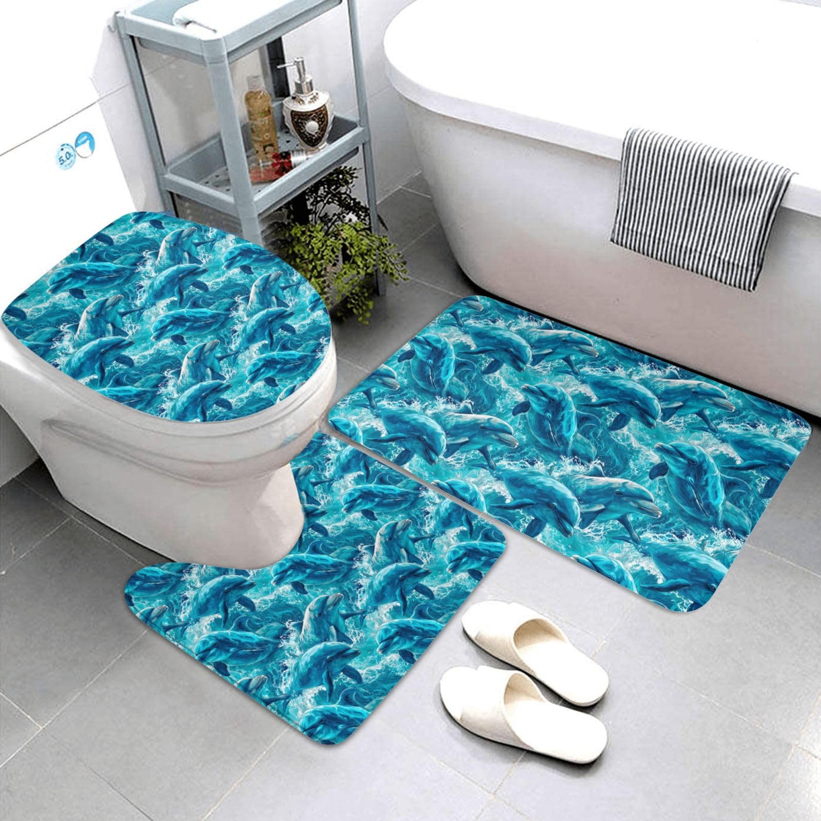 Tapis de salle de bain motif dauphin pour créer une ambiance marine
