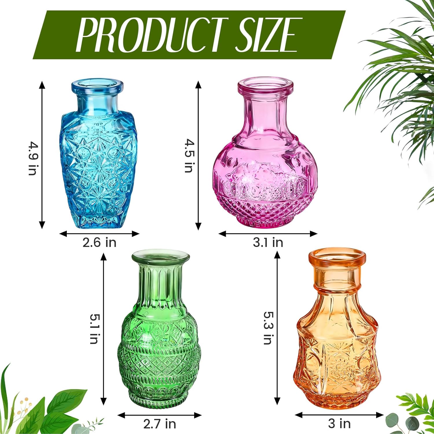Wonderjune 4 Pcs Stained Glass Hanging Vases Hanging Glass Planters Small Plant Terrarium Pot Containers with Rope for Garden Home Indoor Outdoor Decor, 4 Styles (Elegant)