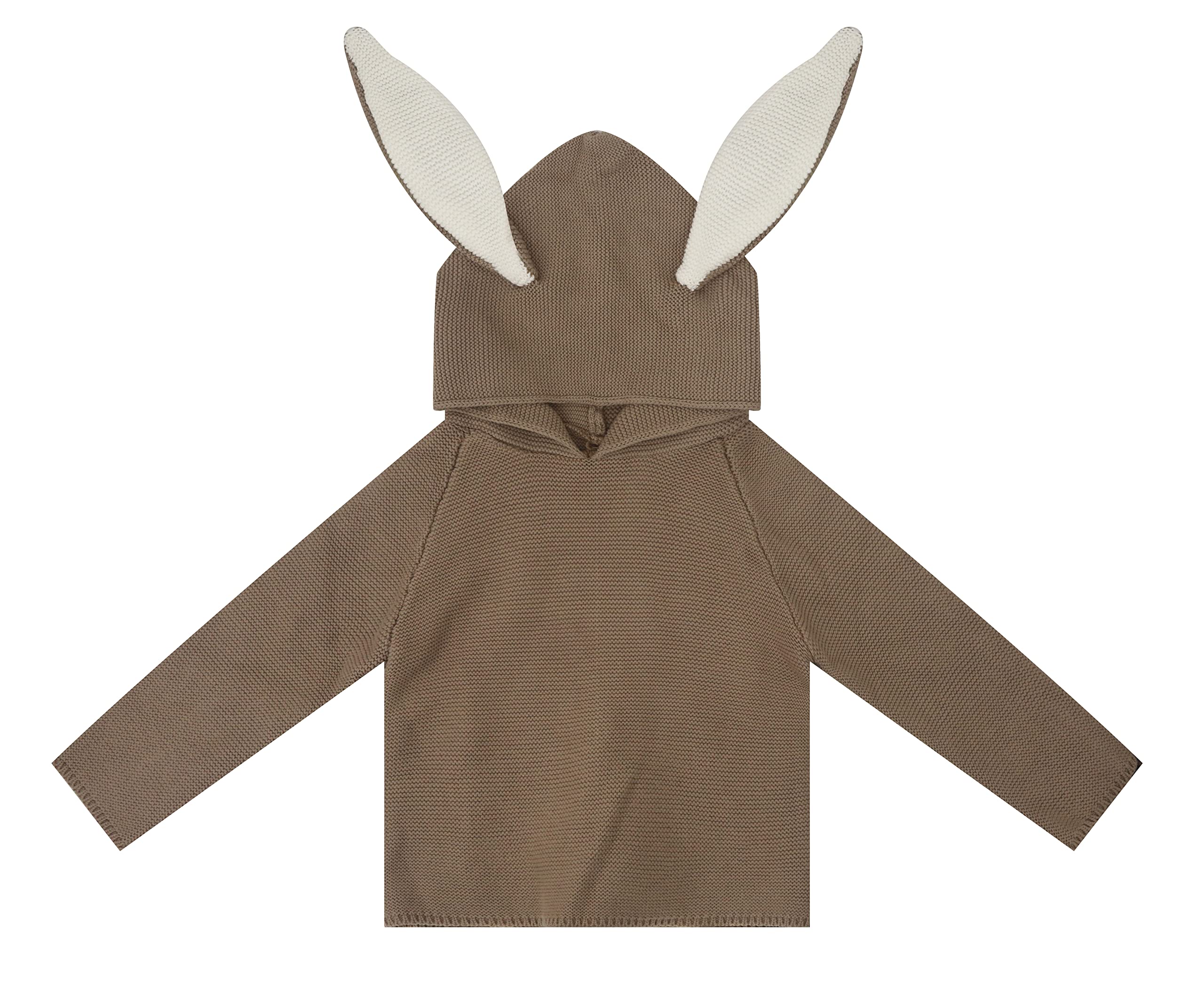 Symunnia Baby Long Sleeve Knit Bunny Ears Hooded Pullover Sweater Tops Fall Winter Warm Coat Clothes Easter Outfits(5Y,Brown)