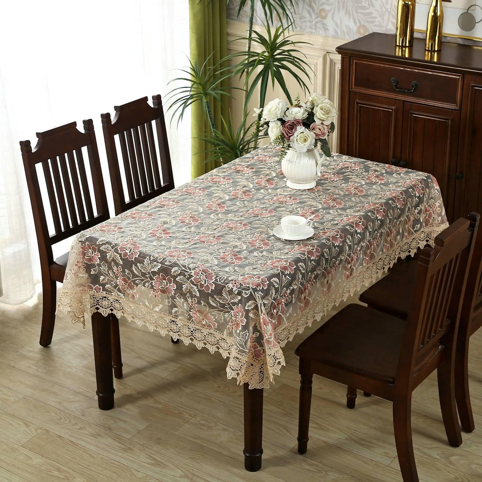 Tovaglie Antimacchia Rettangolari Poliestere, Rosa Caffè, 130x180cm