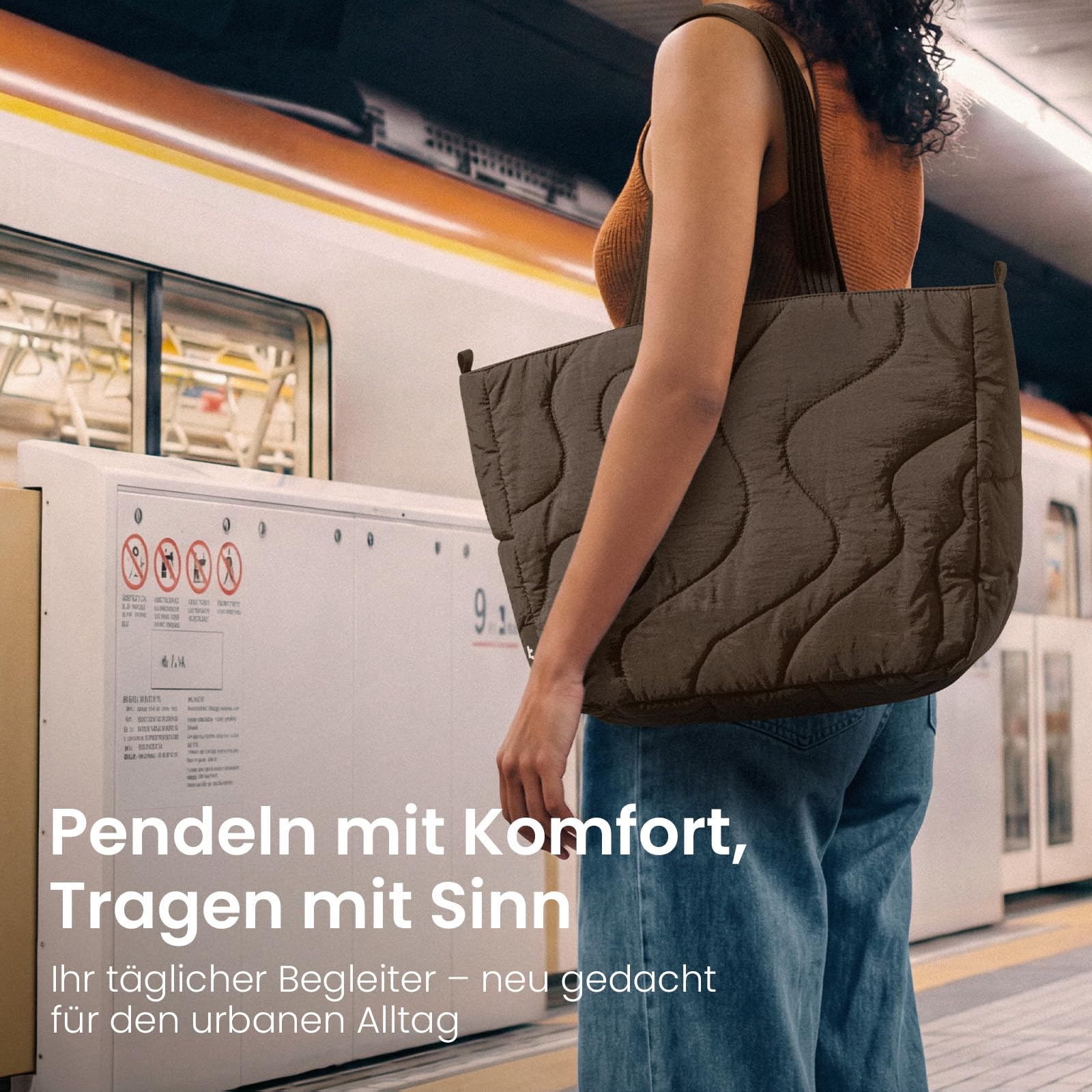 tomtoc Puffer Laptop Tragetasche für Damen, 10L Tote Bag für 13-14 Zoll Macbook, Leichte Schultertasche Handtasche, Modische Laptoptasche Damen für Shopper, Arbeit, Reisen und Alltag