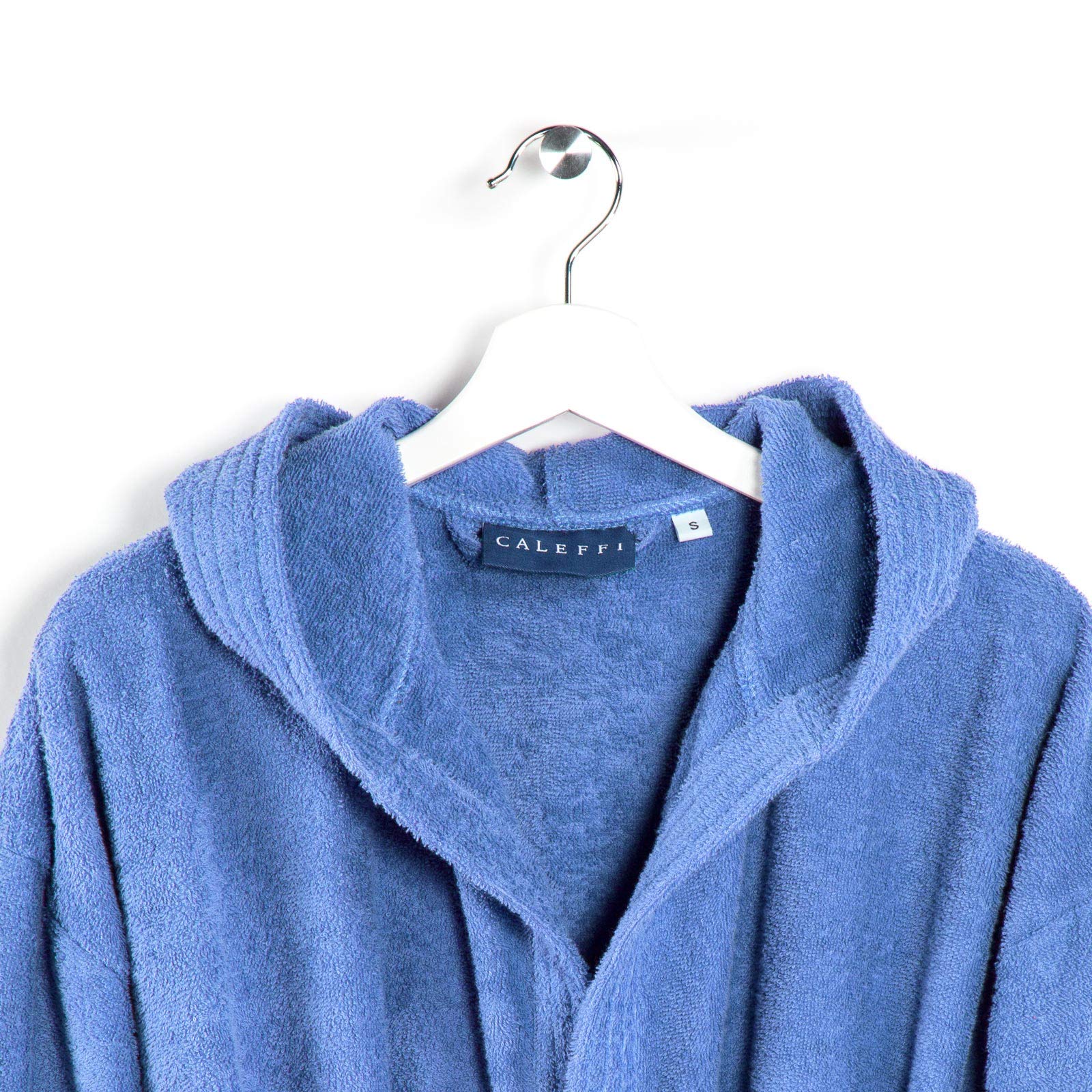 Caleffi - Accappatoio MINORCA per adulti, Donna/Uomo/Unisex con Cappuccio, in Spugna 100% morbido Cotone idrofilo 400gsm, Lavabile in Lavatrice 40° + Asciugatrice, Taglia M Colore LAVANDA