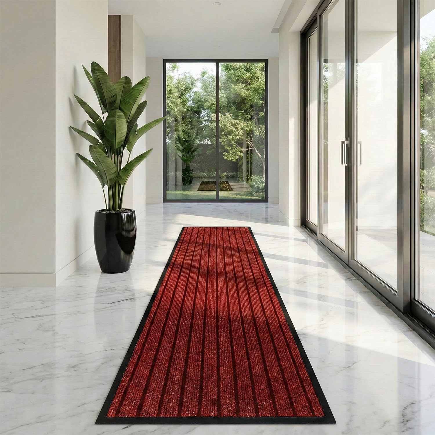 Cozy Haven Rubber Runner Rug โ Outdoor & Indoor Heavy Duty Washable Non-Slip Runner Rug for Kitchen Garden, Inside & Outside Floor Mats, Waterproof and Dirt Trapper Entrance Rug (60x180 cm, Red) โ image 1