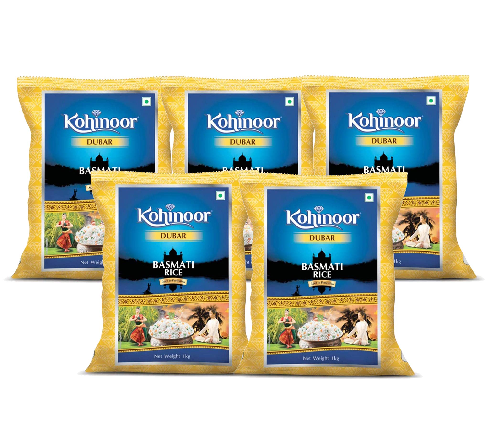 Kohinoor Dubar Authentic Basmati Rice, 1 Kg (Pack of 5)