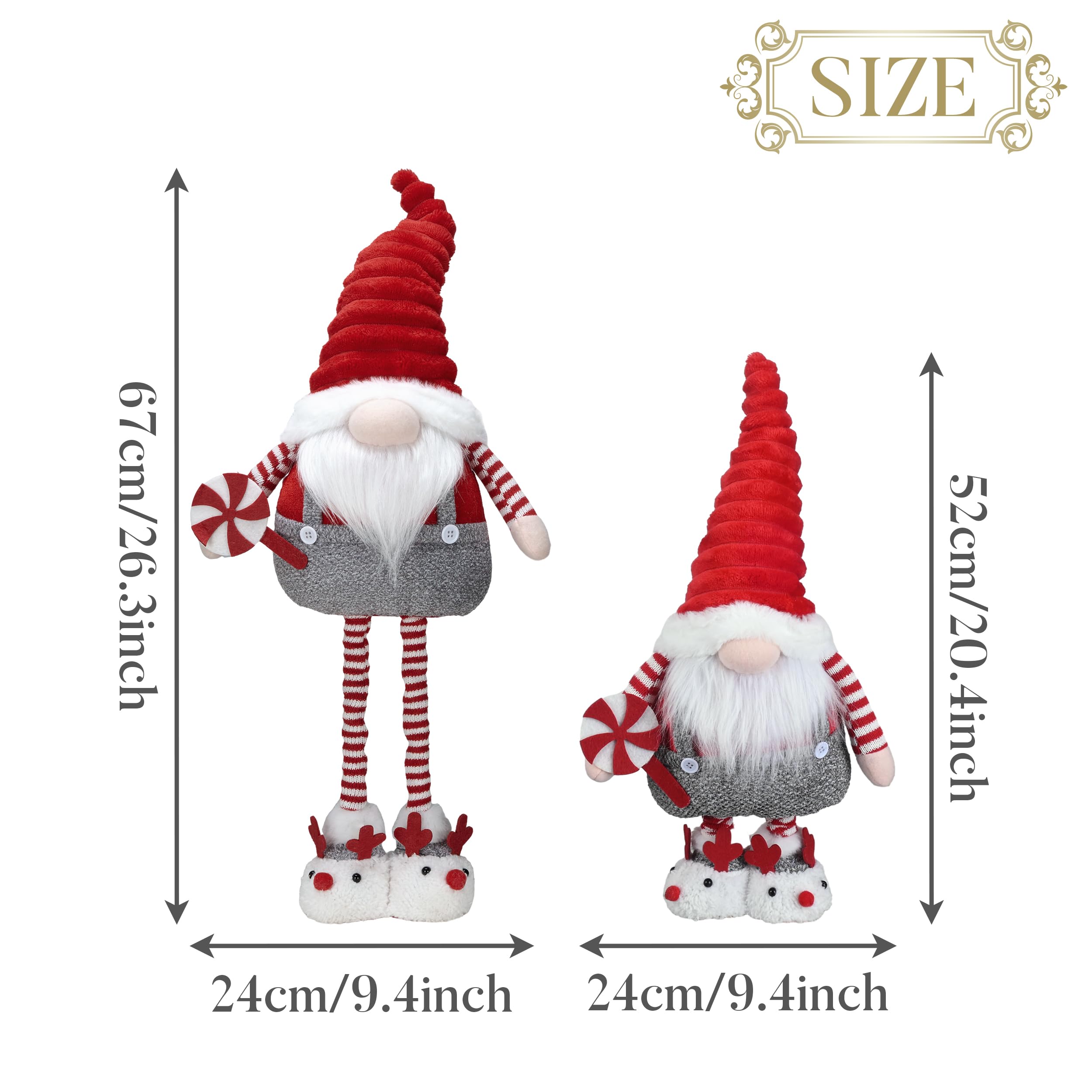 Valery Madelyn Weihnachtswichtel für Weihnachtsdeko, 64 cm Gnom Rot Weiß Zierschmuck, deko für Tisch, Weihnachtszierschmuck,Weihnachten Geschenk und deko, Thema Rot Grau EG0309-0087