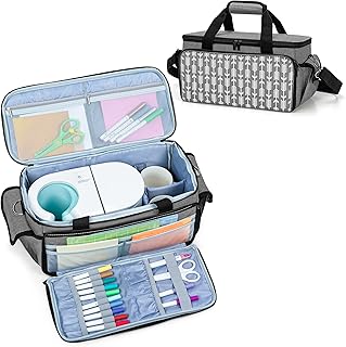 YARWO Carrying Case Compatible with Cricut Mug Press, Mug Heat Press Tote Bag for Craft Supplies and Ceramic Mugs, Gray with Arrow (Patent Pending)
