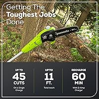 Vista 3 de Greenworks Sierra de poste inalámbrica de 40 V y 8 pulgadas, batería de 2.0 Ah y cargador incluidos PS40B210