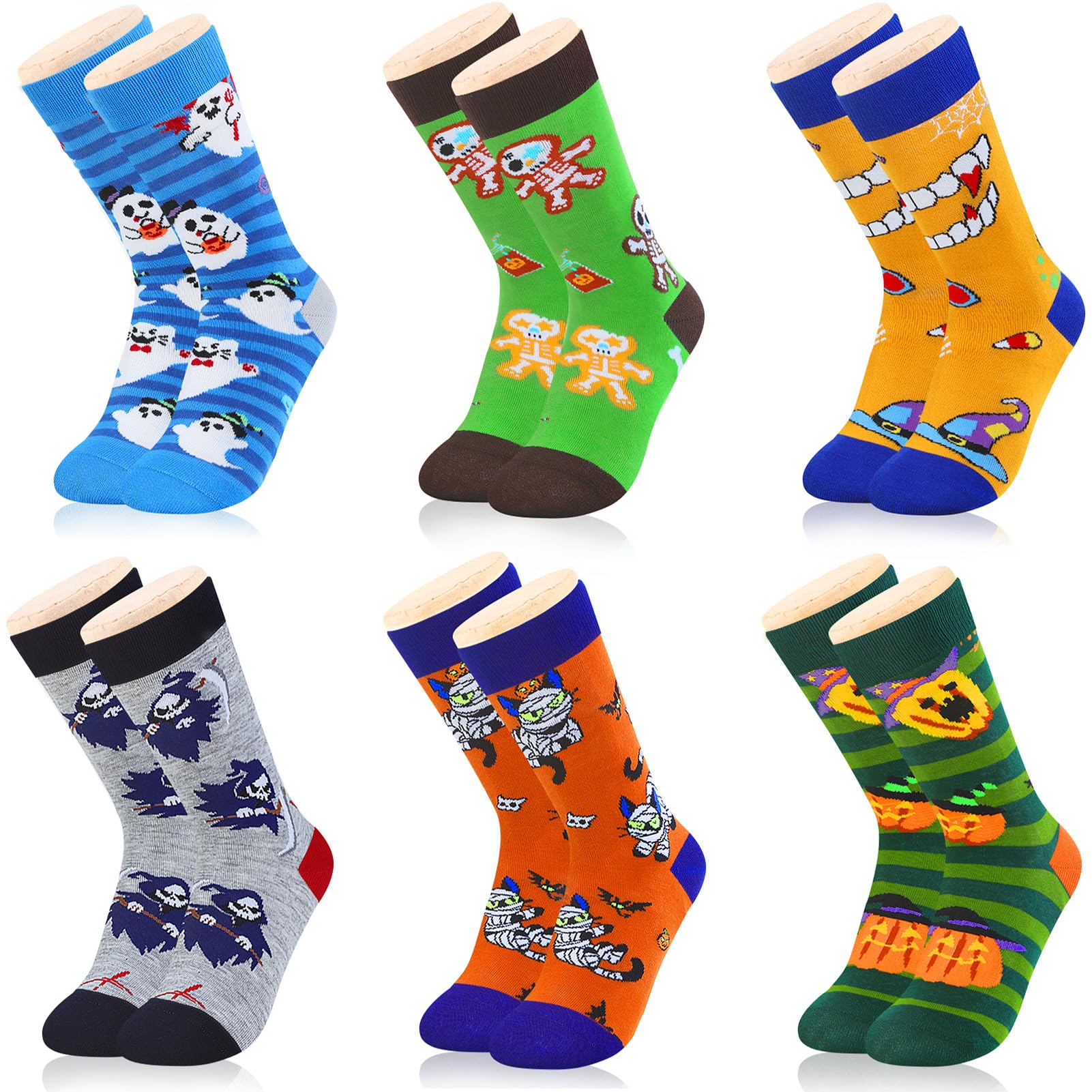 Dsia Zamur Kids Boys Girls Crew Socks 4-6 Pack + Gift Box, Novelty Funky Colorful Toddler Calf Socks for 2-12 Years Old