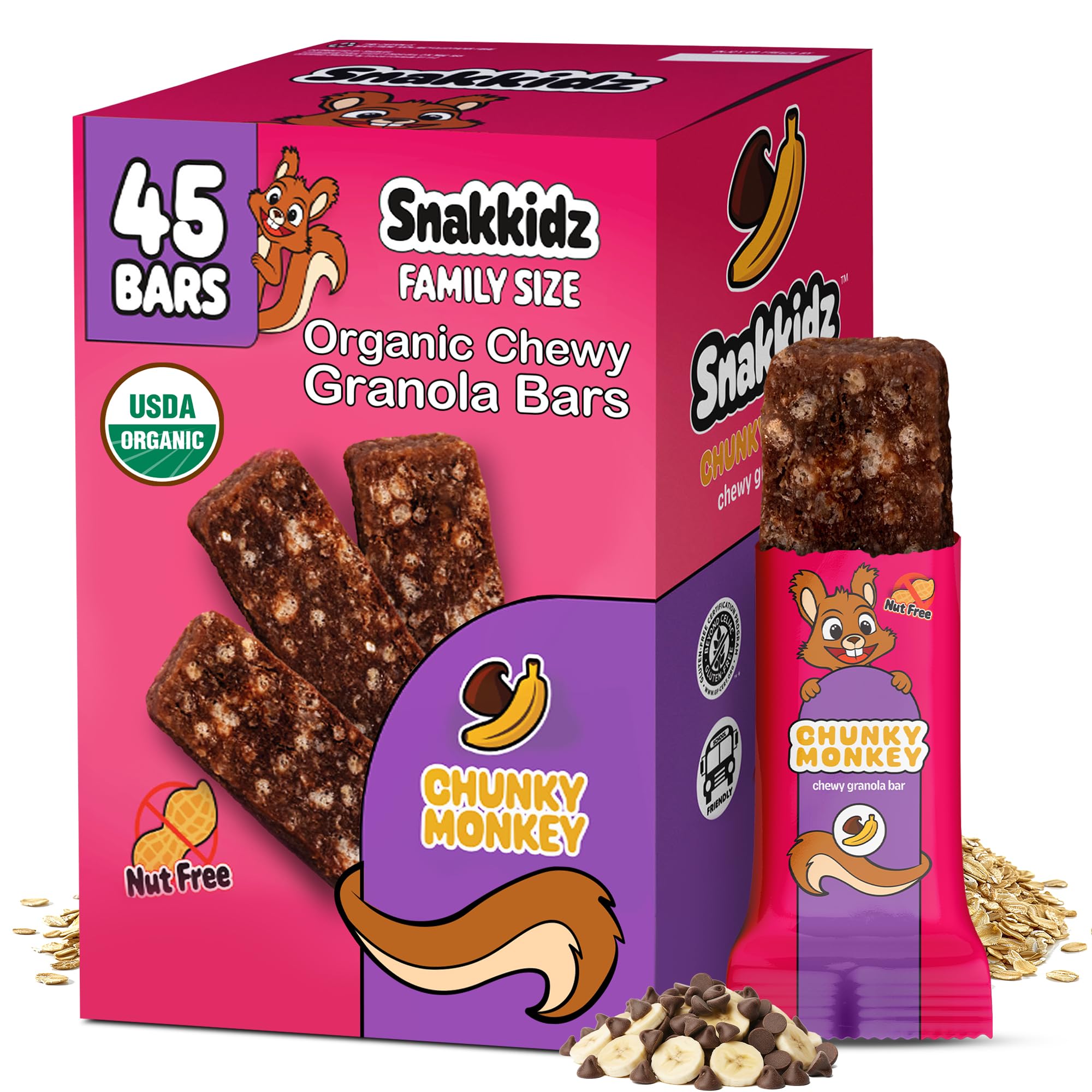 Amazon.com: Snakkidz Organic Chewy Granola Bars for Kids, Allergen