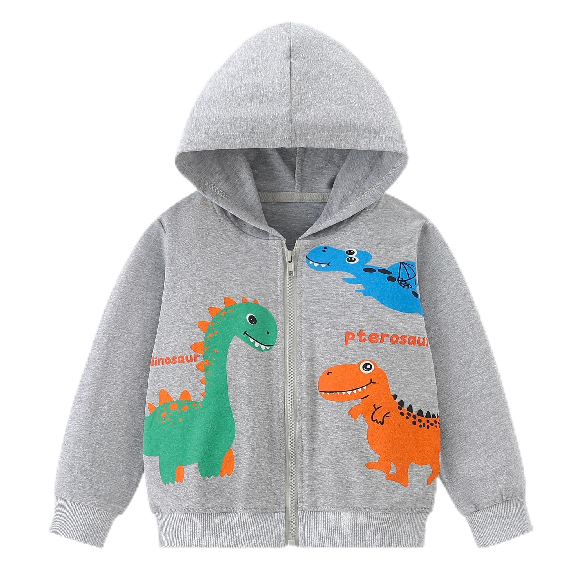 Sweat à Capuche Garçon - Motif Dinosaure - Coton Doux - Pour 3-8 Ans - Pilipulu - Confort Sportif