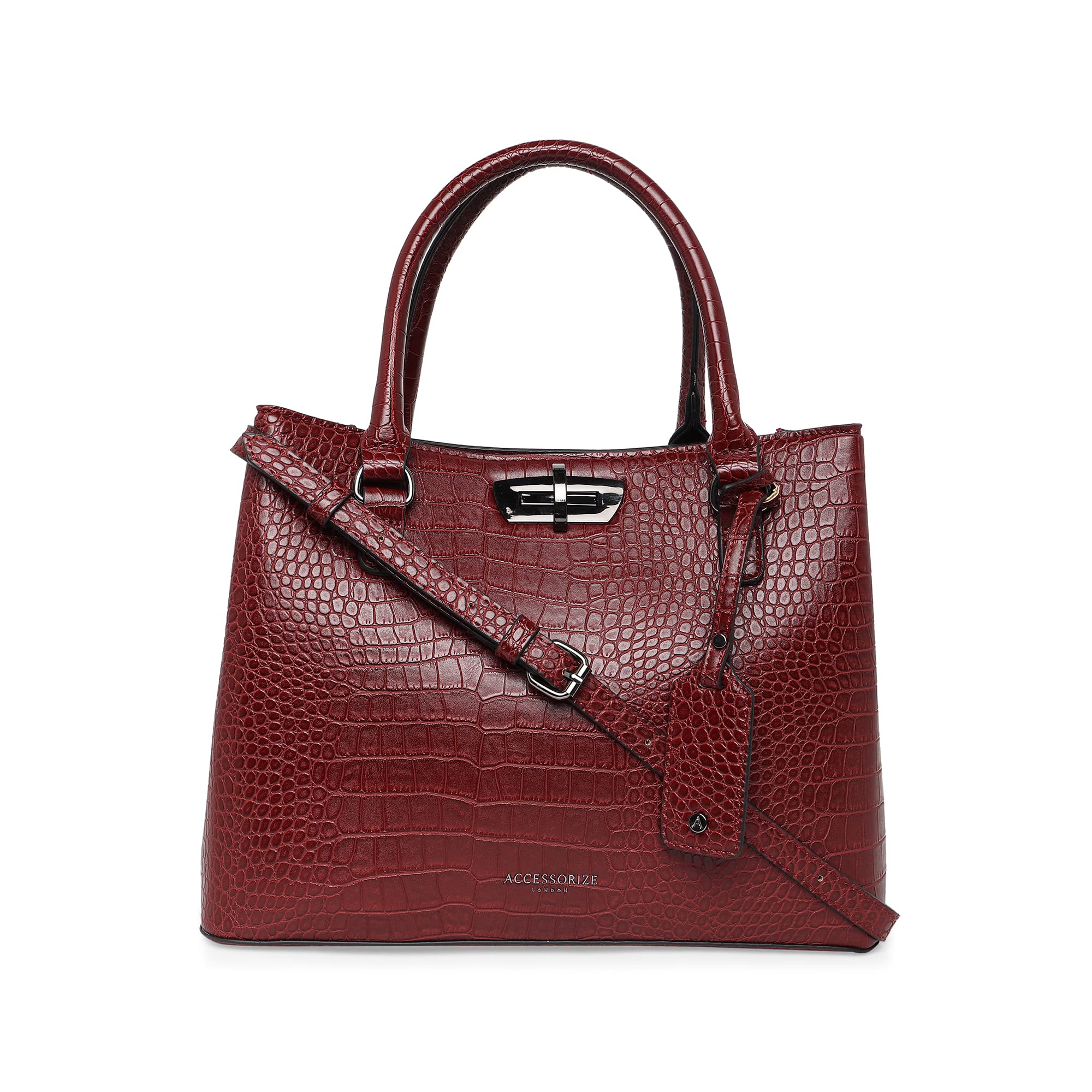 Accessorize London Womens Faux Leather Maroon Carolina Handheld Satchel Bag |Ladies Stylish Faux Leather Shoulder Hand Bag with Zipper Closure | Office College Travel Casual Use (B0B567ZGB4) Amazon Price History, Amazon Price Tracker
