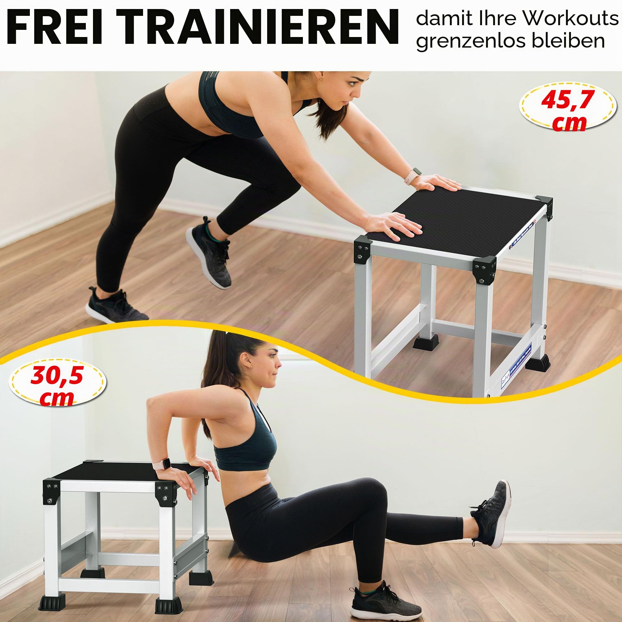 GanFindX Stahl-Plyo-Box, 30,5/45,7 cm Standfläche, Metall-Plyometrie-Sprungbox für Home Gym, Training von Fitness, Beweglichkeit, Ausdauer und Kraft, auch als Kurzhantelablage verwendbar