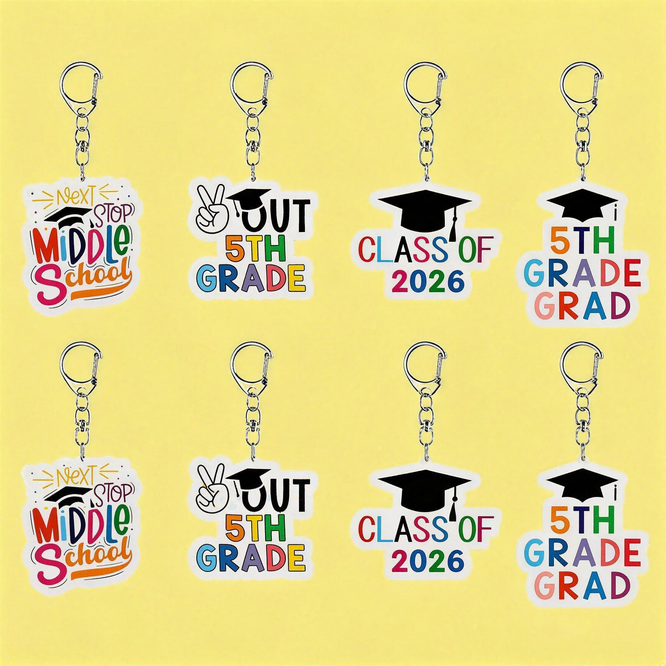 Aisosiks 5TH Grade Graduation Keychains Grad Gift for 5TH Grade Graduation Decorations 2026, Elementary School Graduation Gifts for Boys Girls Kids
