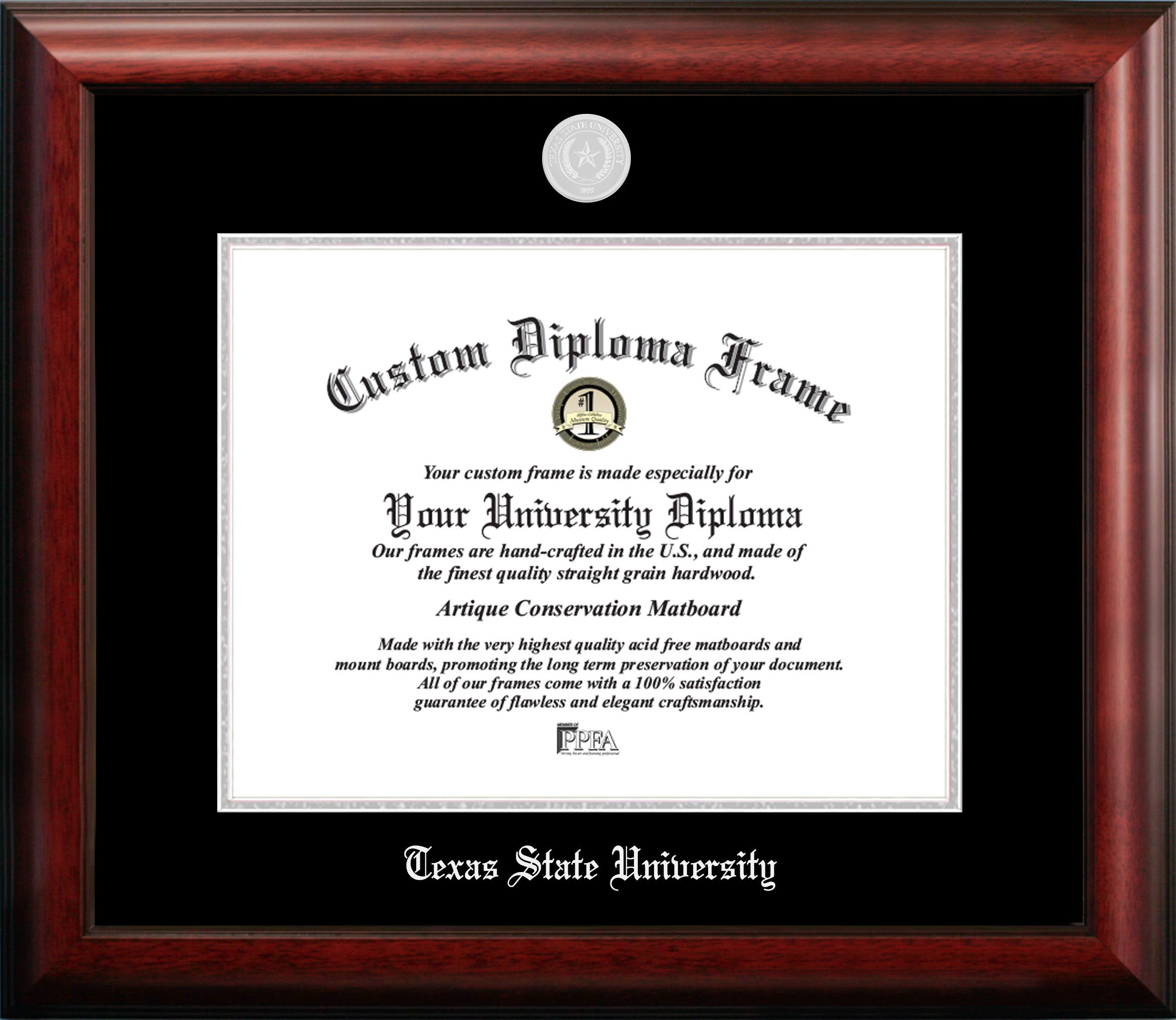 Campus Images NCAA Texas State Bobcats Unisex Silver Embossed Diploma Frame Texas State, San Marcos 14W x 11H Silver Embossed Diploma Frame, Brown, One Size