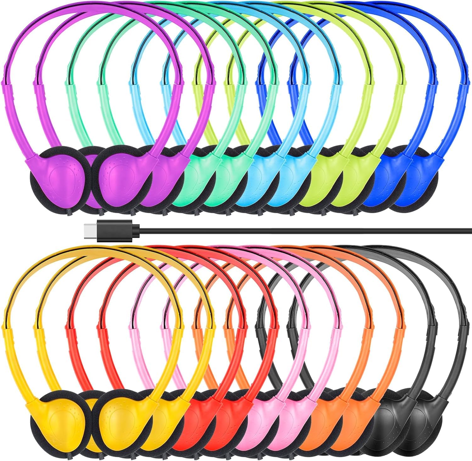 Lot de 50 écouteurs USB C pour l'école Classrrom