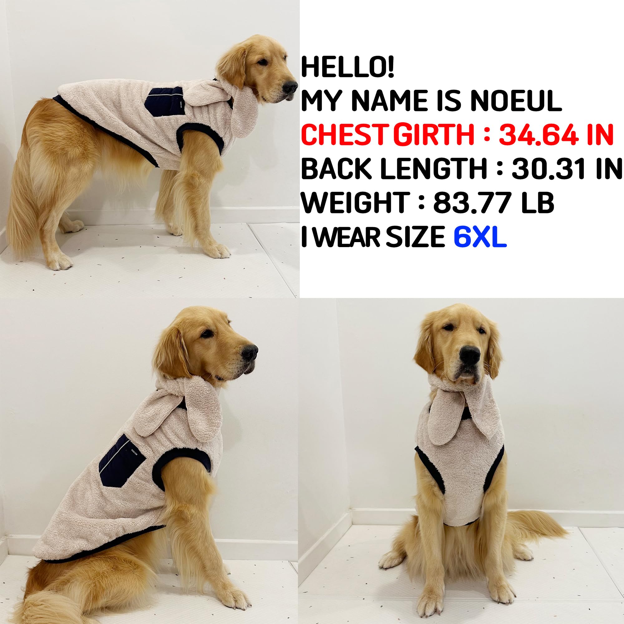 D DOGGY STAR Big Dog Clothes Warm Fleece Sweaters Scarf Set Configuration for Large Medium Small Dogs (4XL,Scf NVY Pkt)