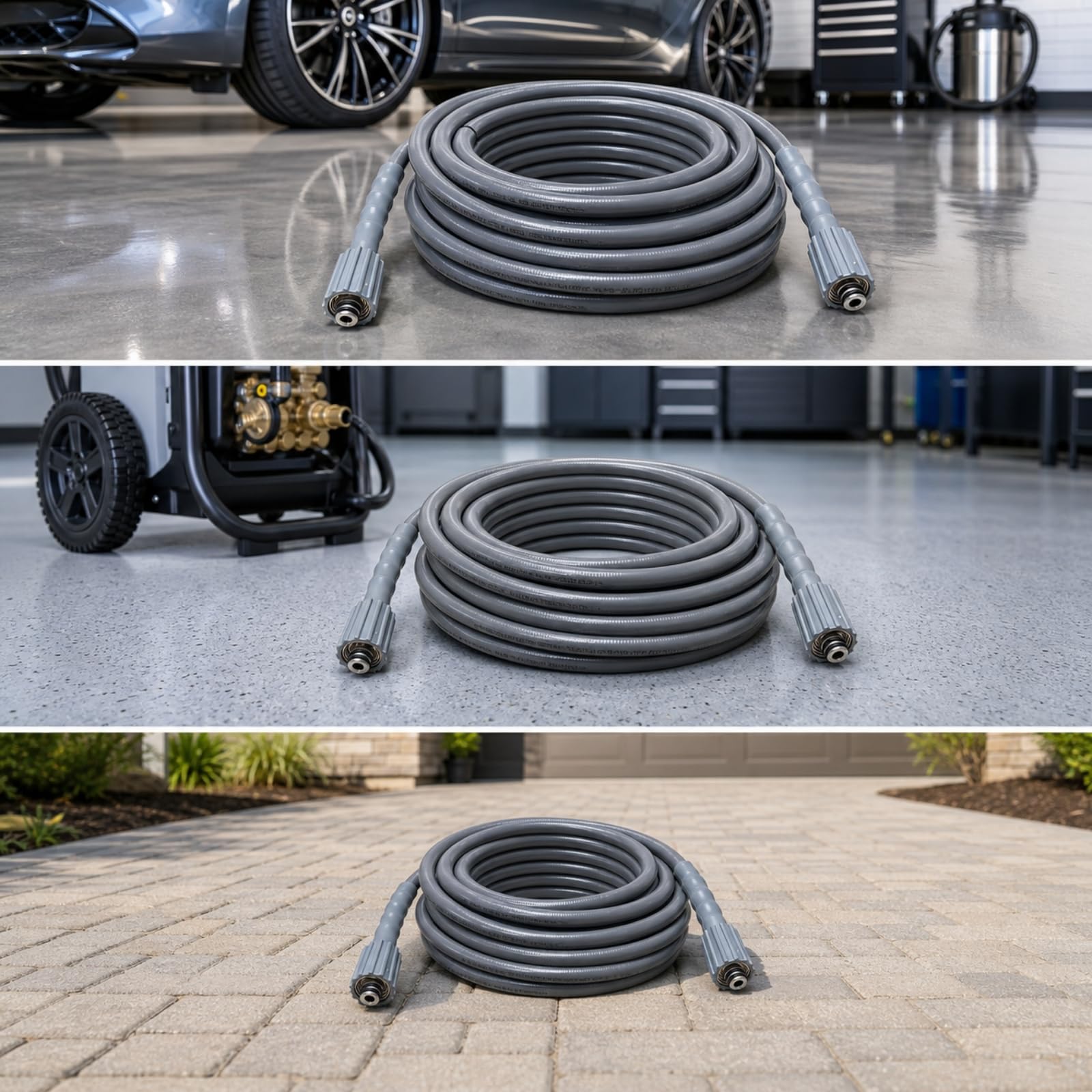 Tubo Flessibile con Raccordi Alta Pressione Tubo Idropulitrice con Attacco 14mm Facile da Usare per Autolavaggio, Garage, 25Ft