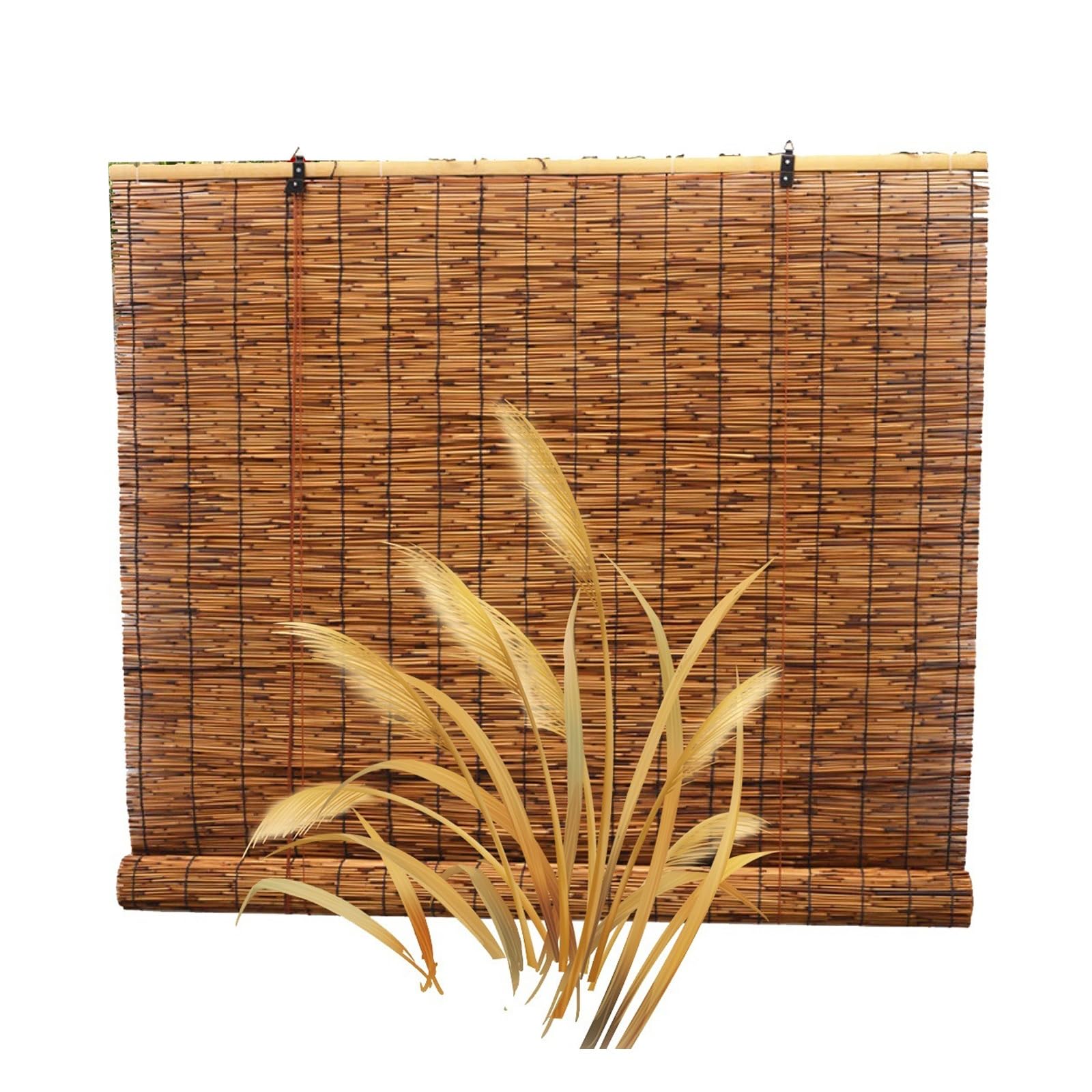 CMJYMX Bamboo Roller Shades For Patio 20" 24" 27" 31" 35" 39" 43" 47" Roller Blinds Light Filtering Curtains With Lifter, Breathable/Sun Protection(140x190CM/55x74IN(WxH))