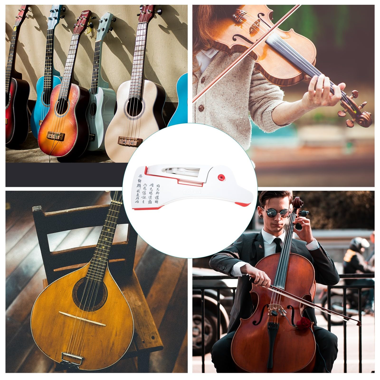 Supporto per Chitarra e Pieghevole e Stabile a Forma di Bianco in Abs , Stand Verticale Portatile per Musicisti di