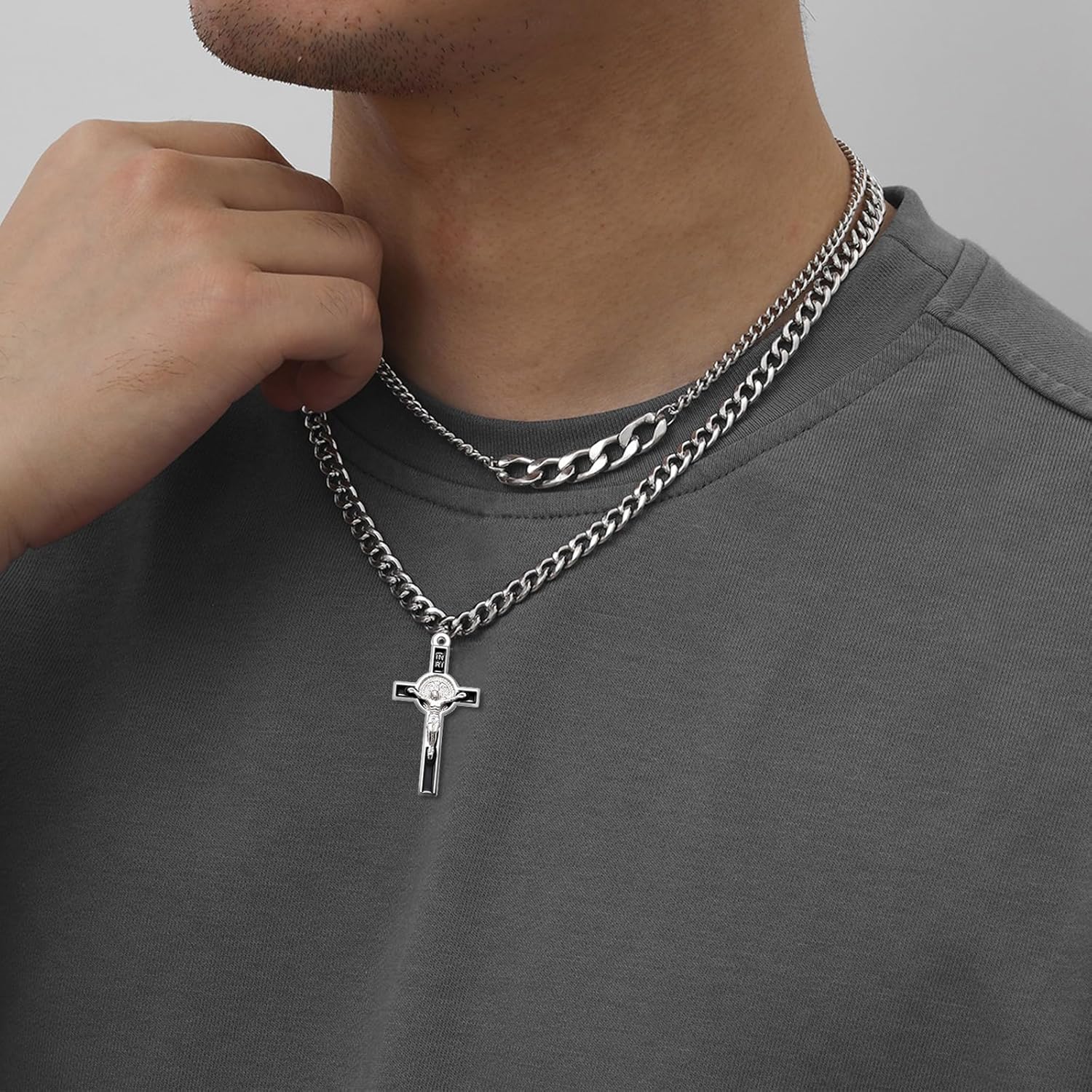 30Pcs 6Colors Rosary Making Supplies Silver Alloy Enamel Saint Benedict Cross Charms Pendant for Diy Prayer Necklace Catholic Jewelry - Image 5