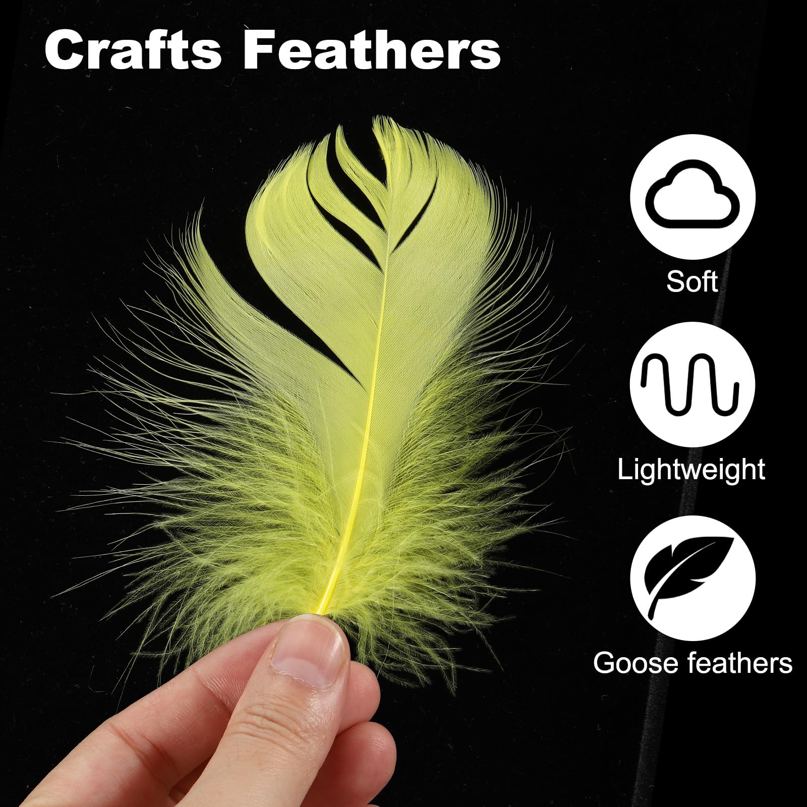 PATIKIL Colorful Feathers 3-5inch, 300pcs Goose Feathers Bulk for Crafts DIY Wedding Home Party Decorations Dream Catcher, Yellow - Image 3