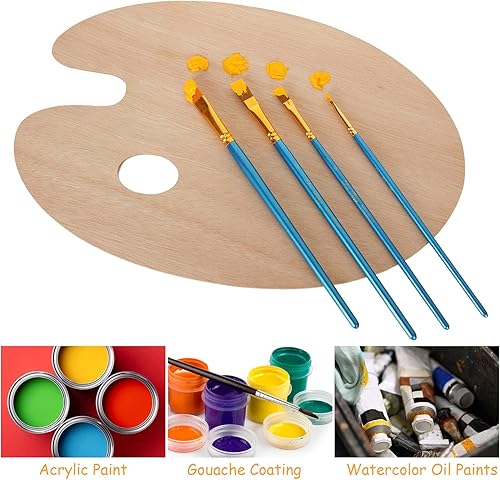 Miniatura 5 de ZOEYES Paquete de 20 paletas de pintura al óleo de forma ovalada con agujero para el pulgar, paleta de arte de madera para pintar (8 x 12 pulgadas)
