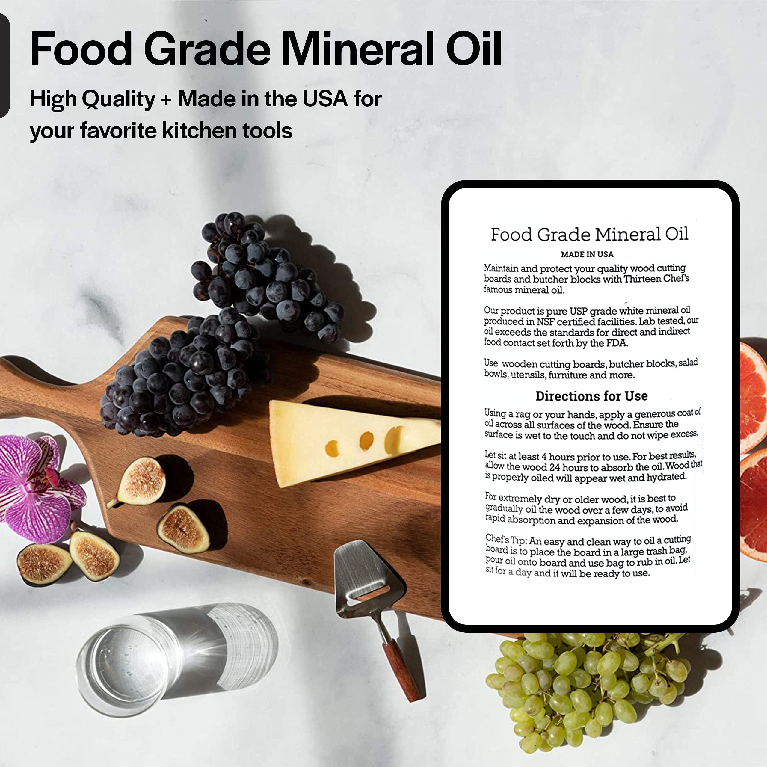 Thirteen Chefs Mineral Oil 128oz Food Grade Conditioner for Wood