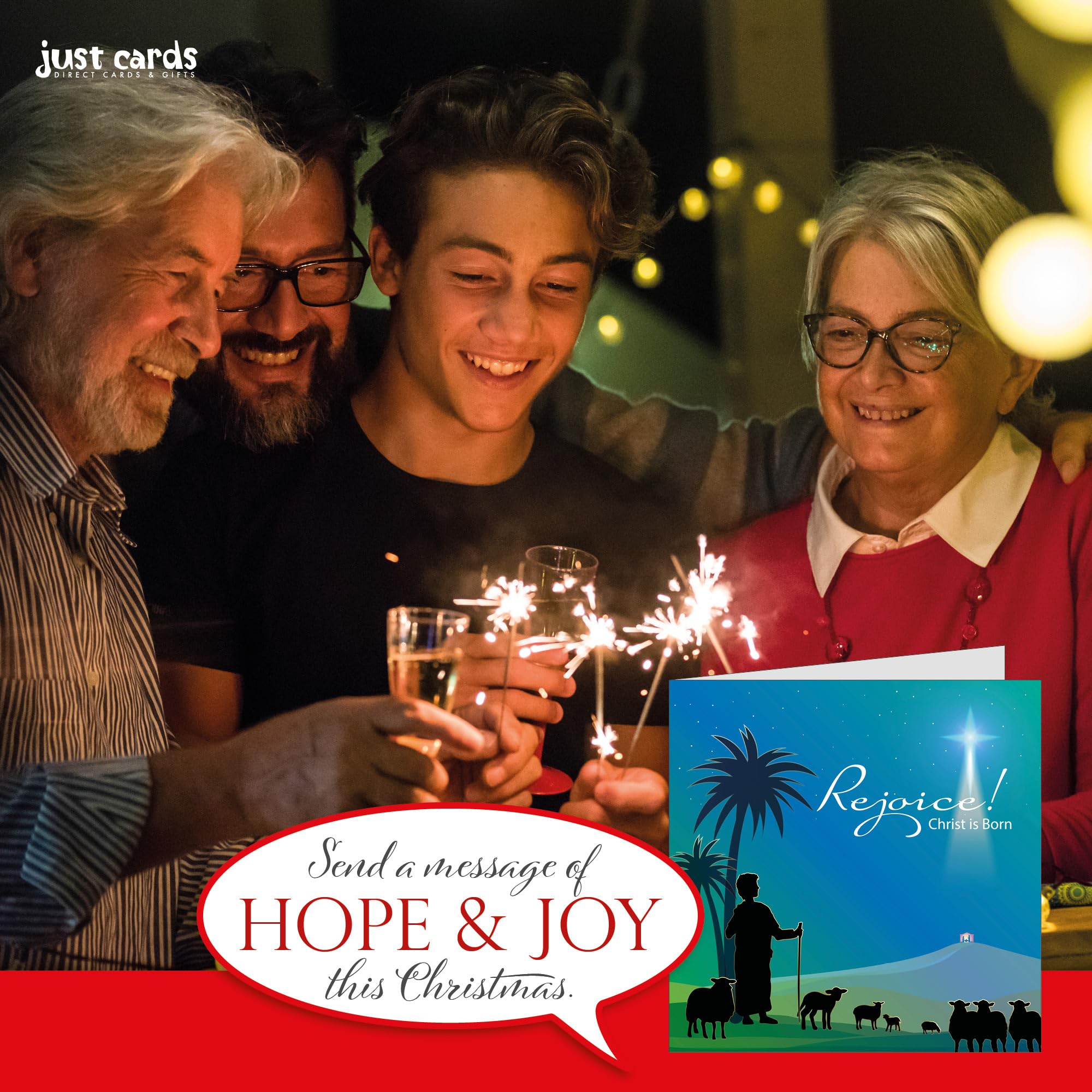 Christian Christmas cards, pack of 10, Christ is Born, with Bible verse Luke 2:10-11 inside these religious Christmas cards - Image 3