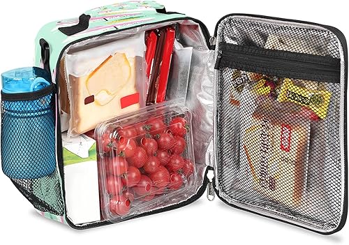 Miniatura 6 de Lonchera Flamingo para niños, bolsa de almuerzo aislada con piña para niñas y niños, bolsa de preparación de comidas congelable con correa para el