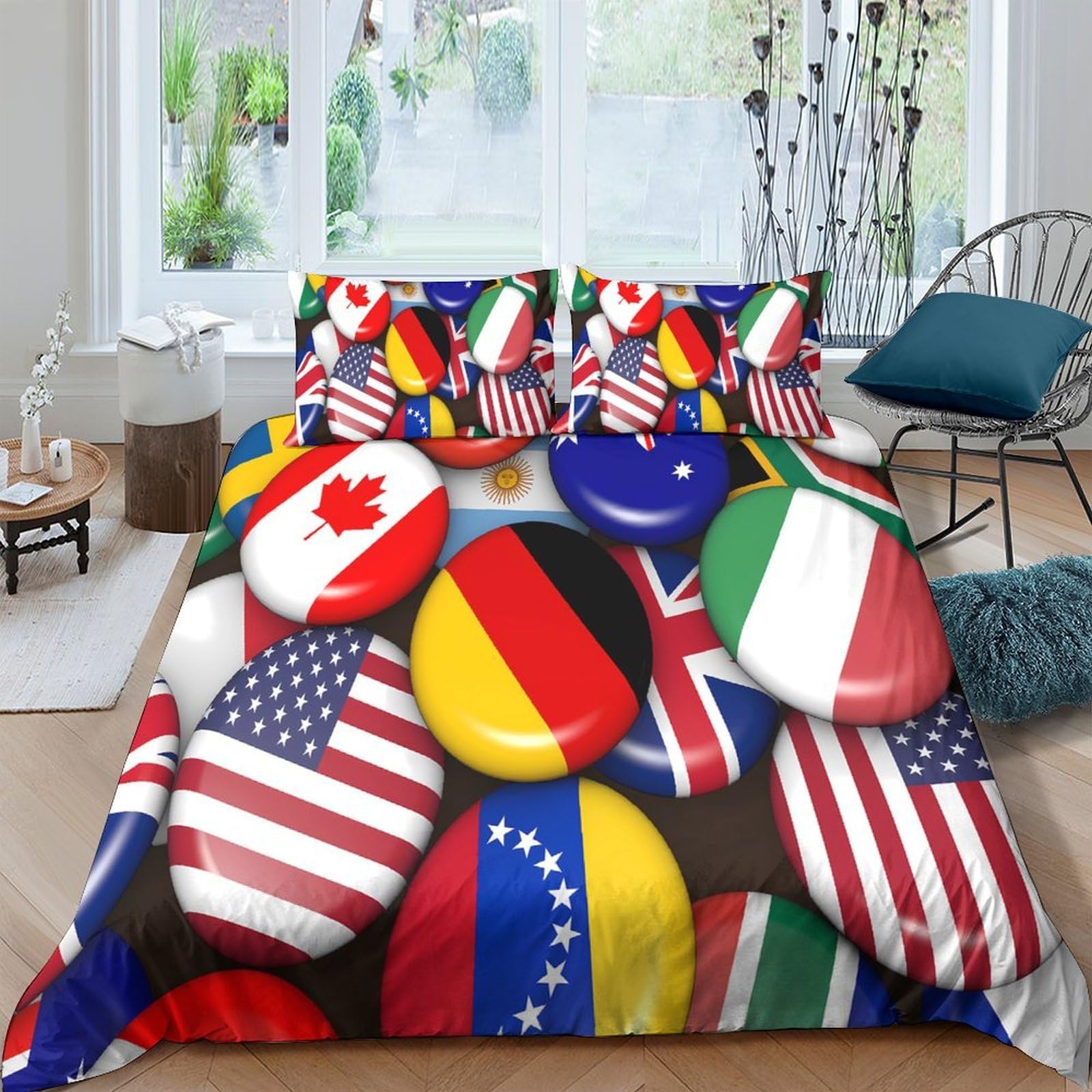 Ctjqhvkz Style-5 3D Printed National Flags Fitted Sheet Microfiber Soft Mattress Cover Bedroom Decor Dorm Guest Room Single（135X200cm）