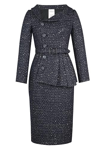 CHIC STAR Womens Sequined Tweed Blazer Dress