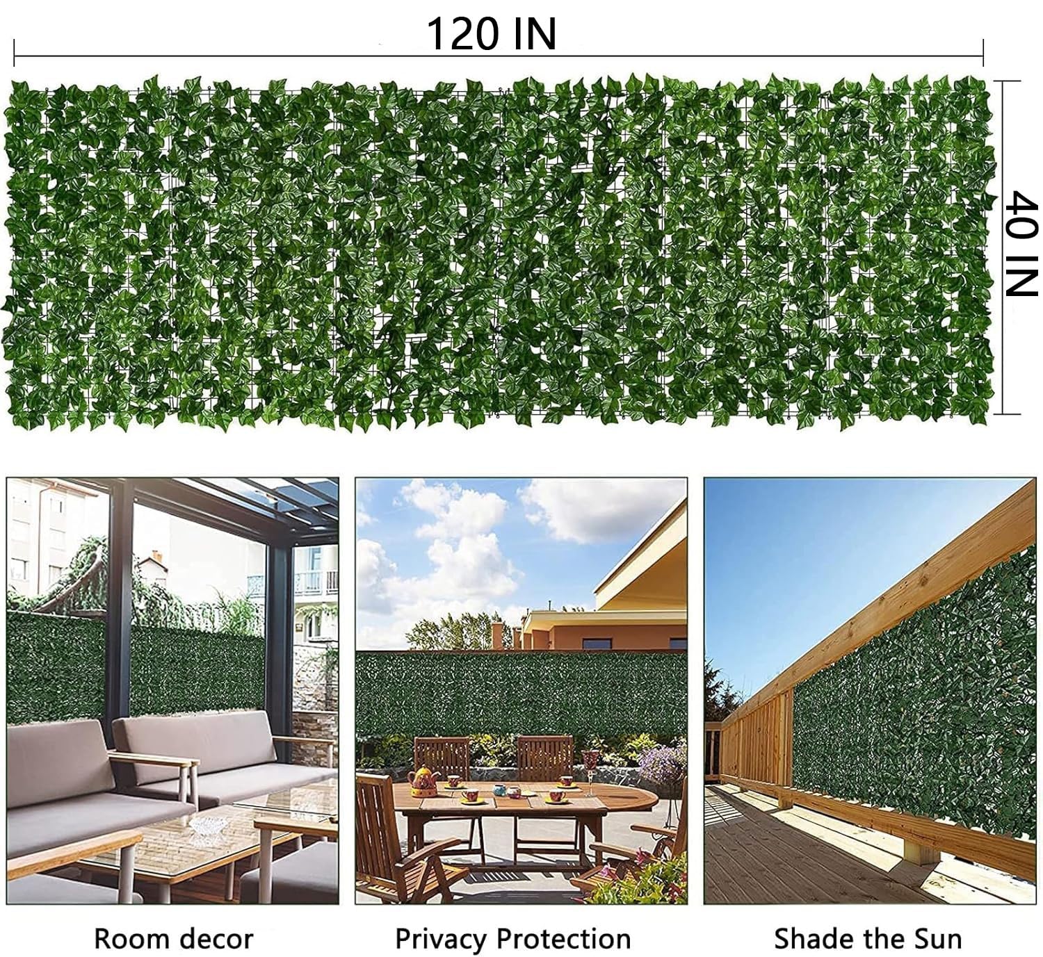 Clôture de confidentialité en lierre artificiel de 299,7 x 100,1 cm - Brise-vue pour balcon - Haie de lierre synthétique - Décoration murale